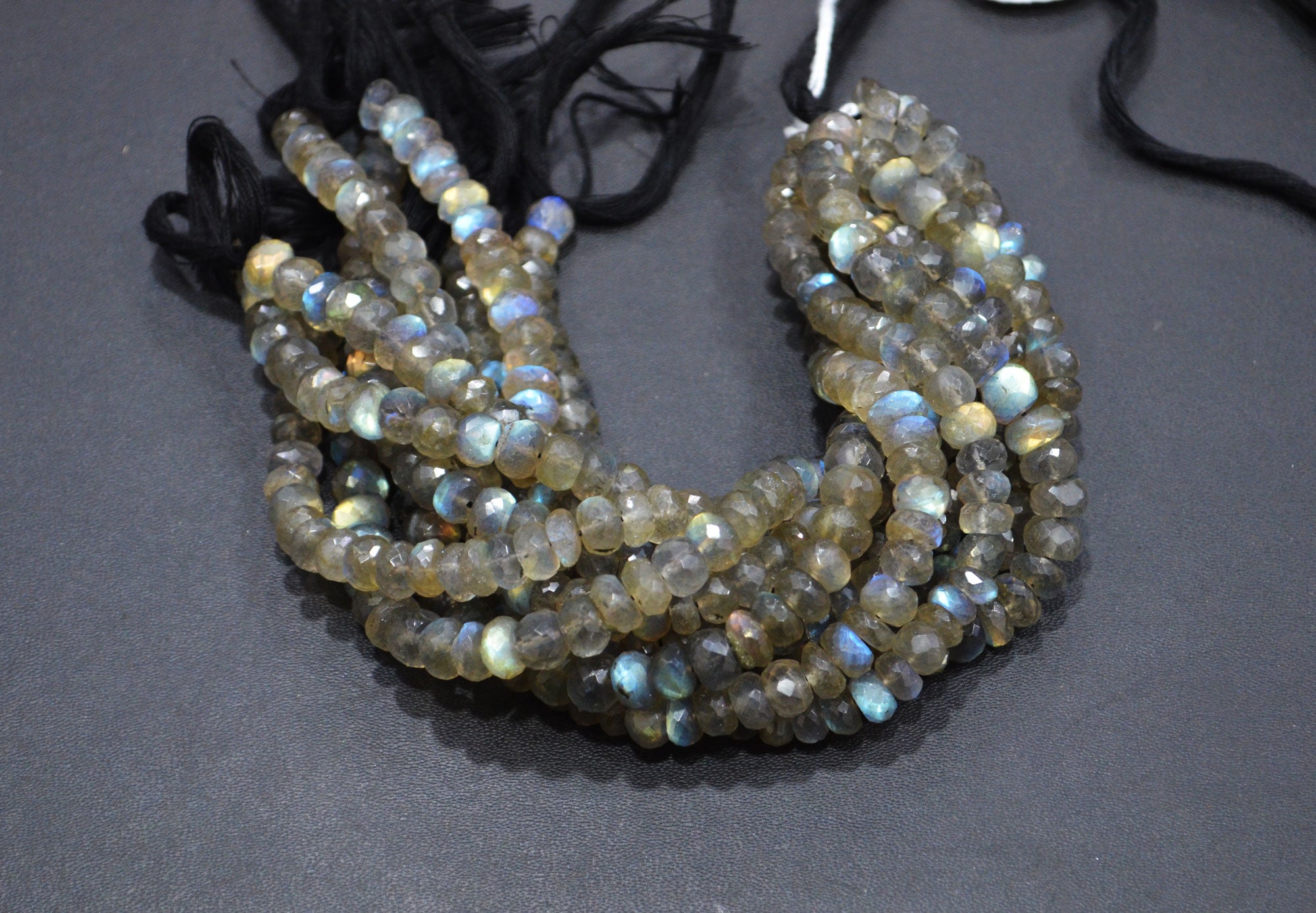 Labradorite Rondelle Shape Beads , 8 Inches , 7 - 7.50 mm , 32066