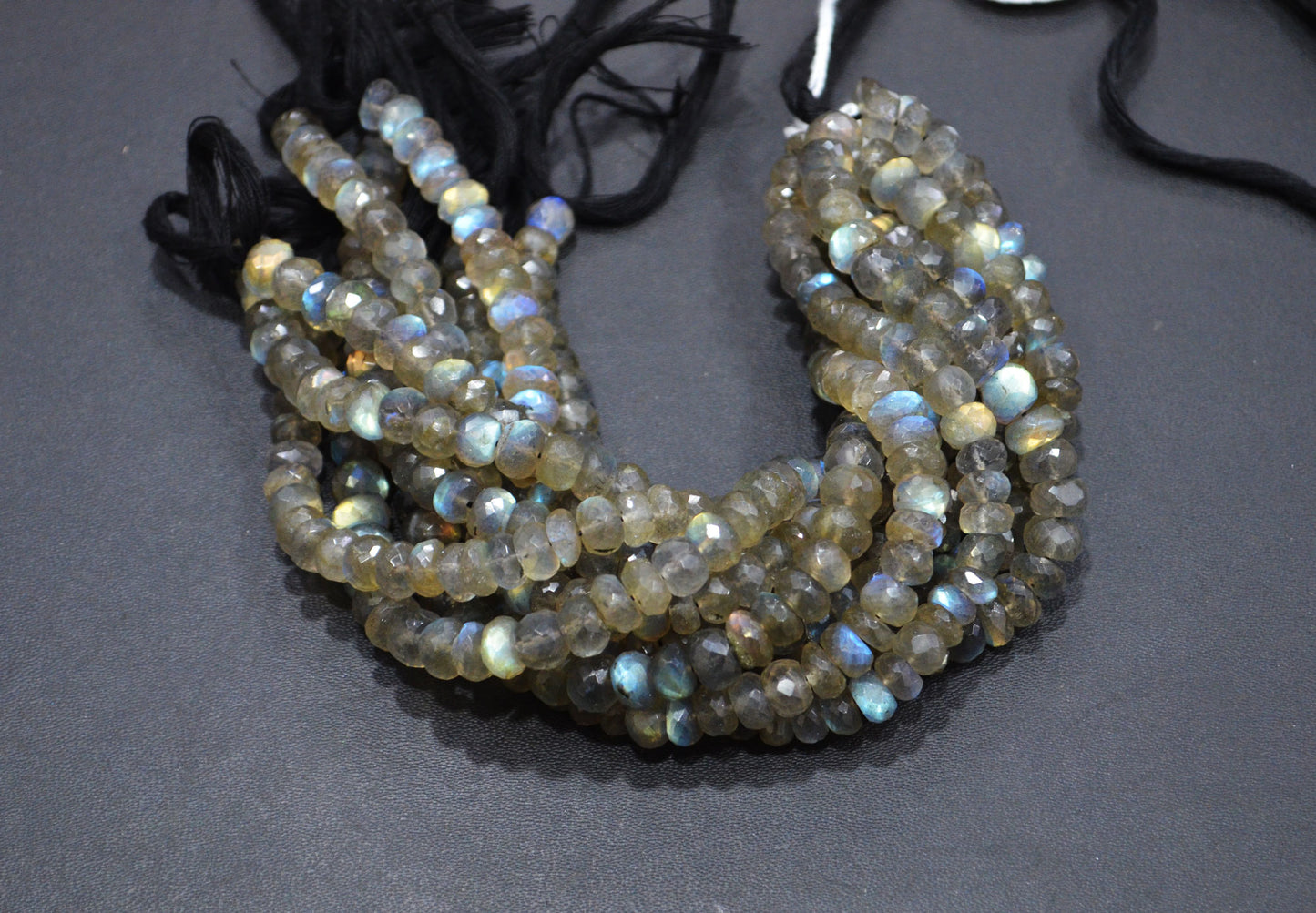 Labradorite Rondelle Shape Beads , 8 Inches , 7 - 7.50 mm , 32066