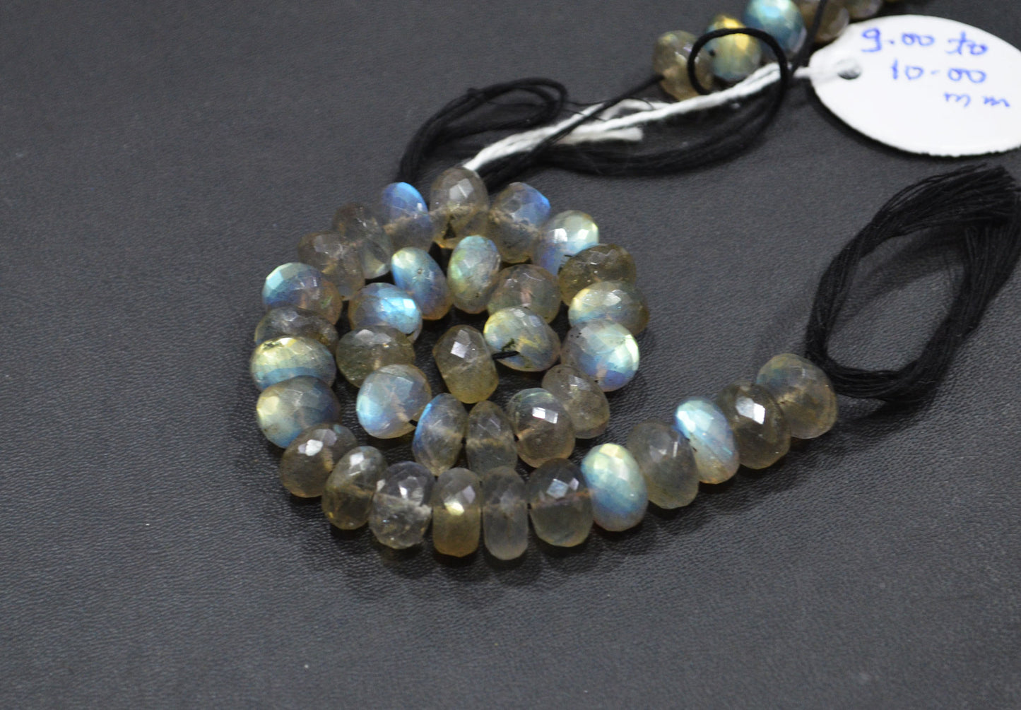 Labradorite Rondelle Shape Beads , 8 Inches , 9 - 10 mm , 32068