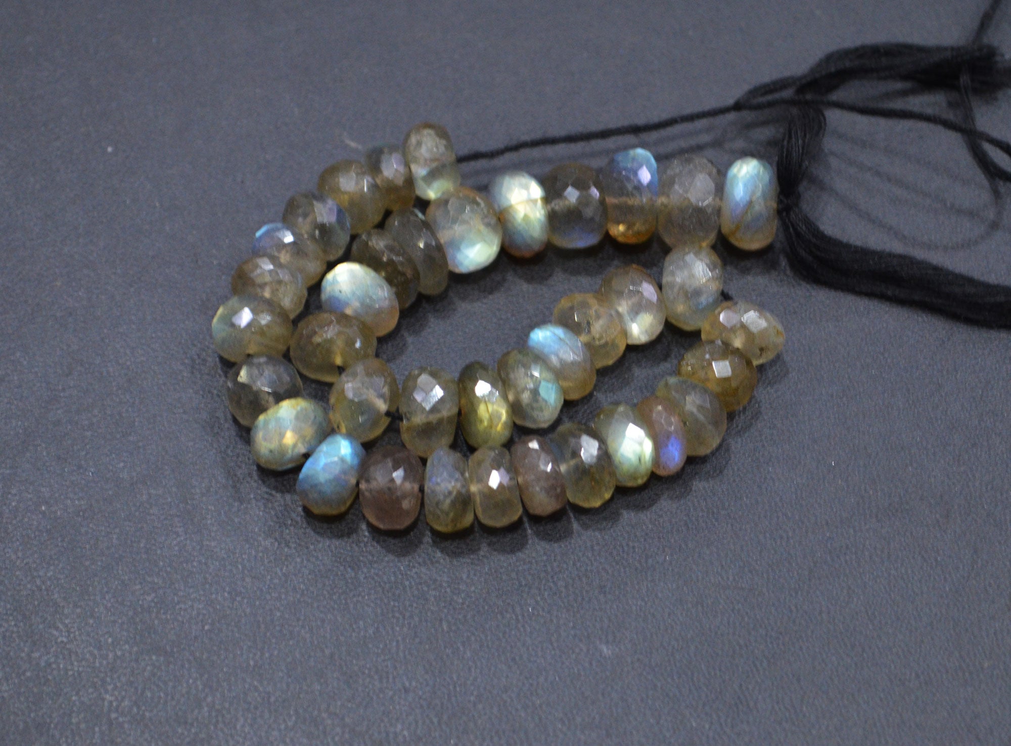 Labradorite Rondelle Shape Beads , 8 Inches , 8.50 - 10 mm , 32069