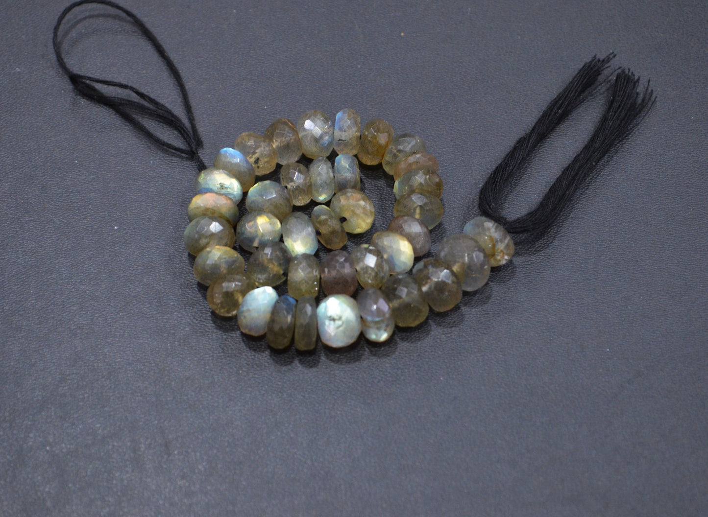 Labradorite Rondelle Shape Beads , 8 Inches , 8.50 - 10 mm , 32069
