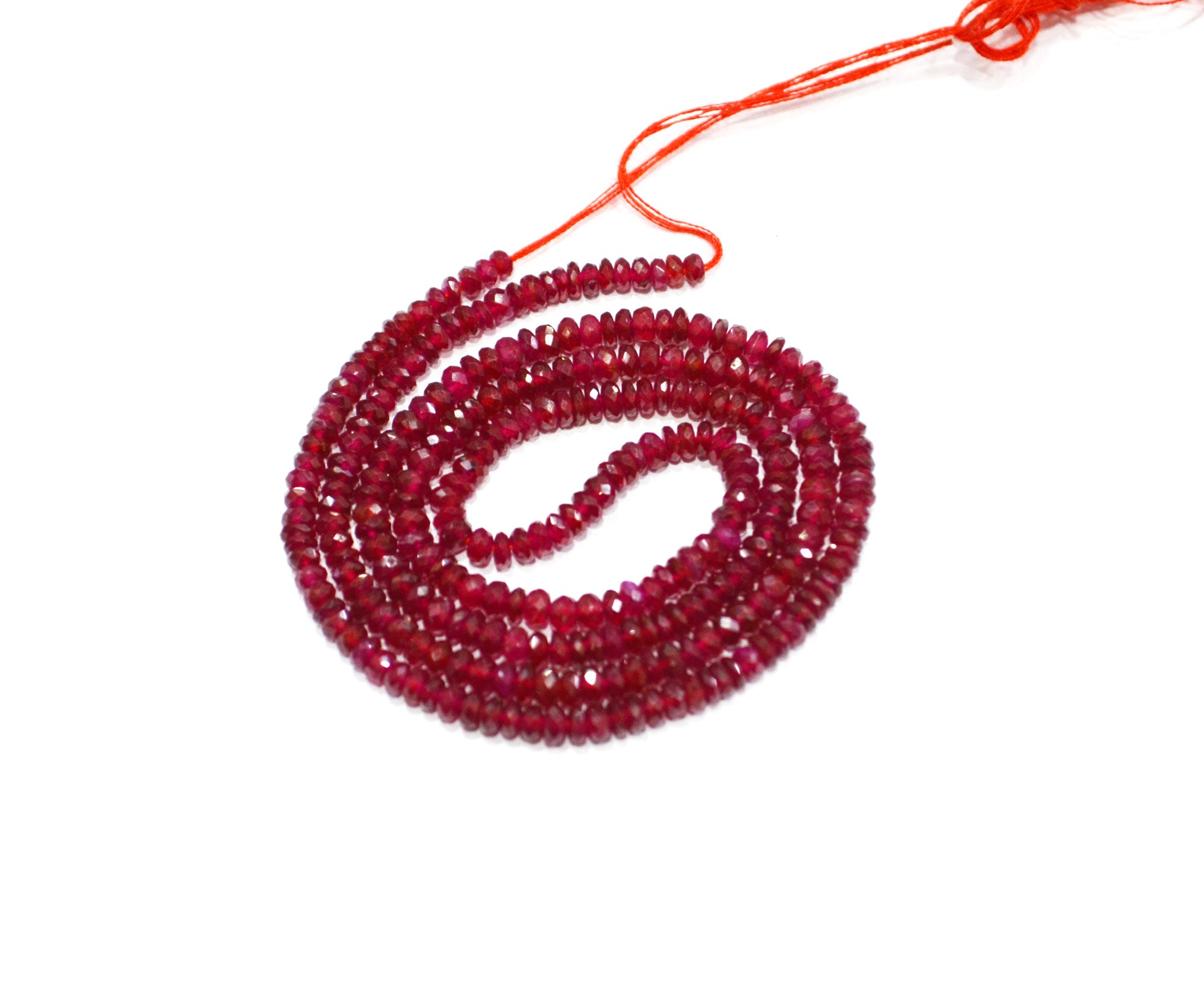 Natural Longido Ruby Faceted Rondelle Shape Beads , 18 Inches , 3 - 3.25 mm , 32070