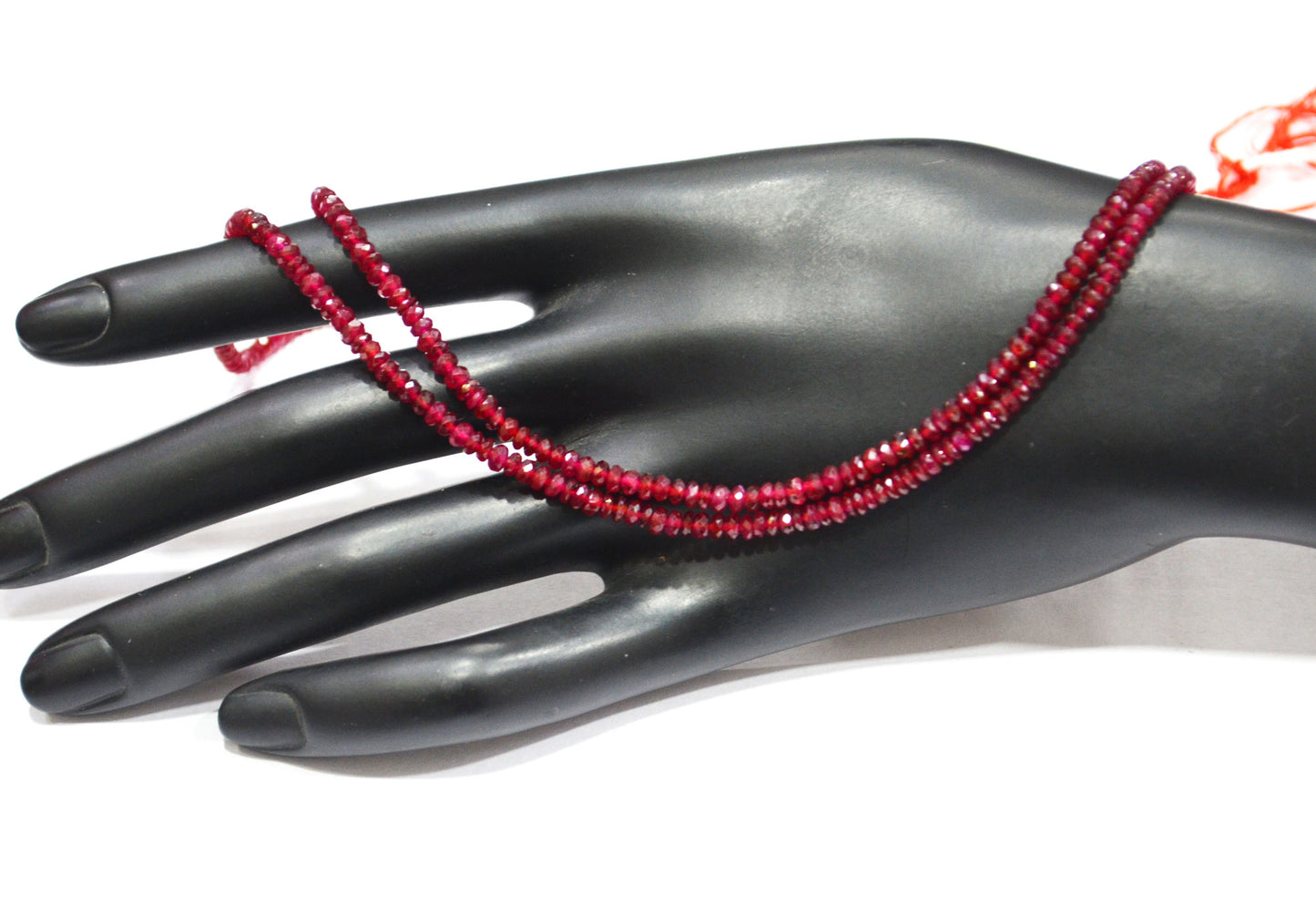 Natural Longido Ruby Faceted Rondelle Shape Beads , 18 Inches , 3 - 3.25 mm , 32070