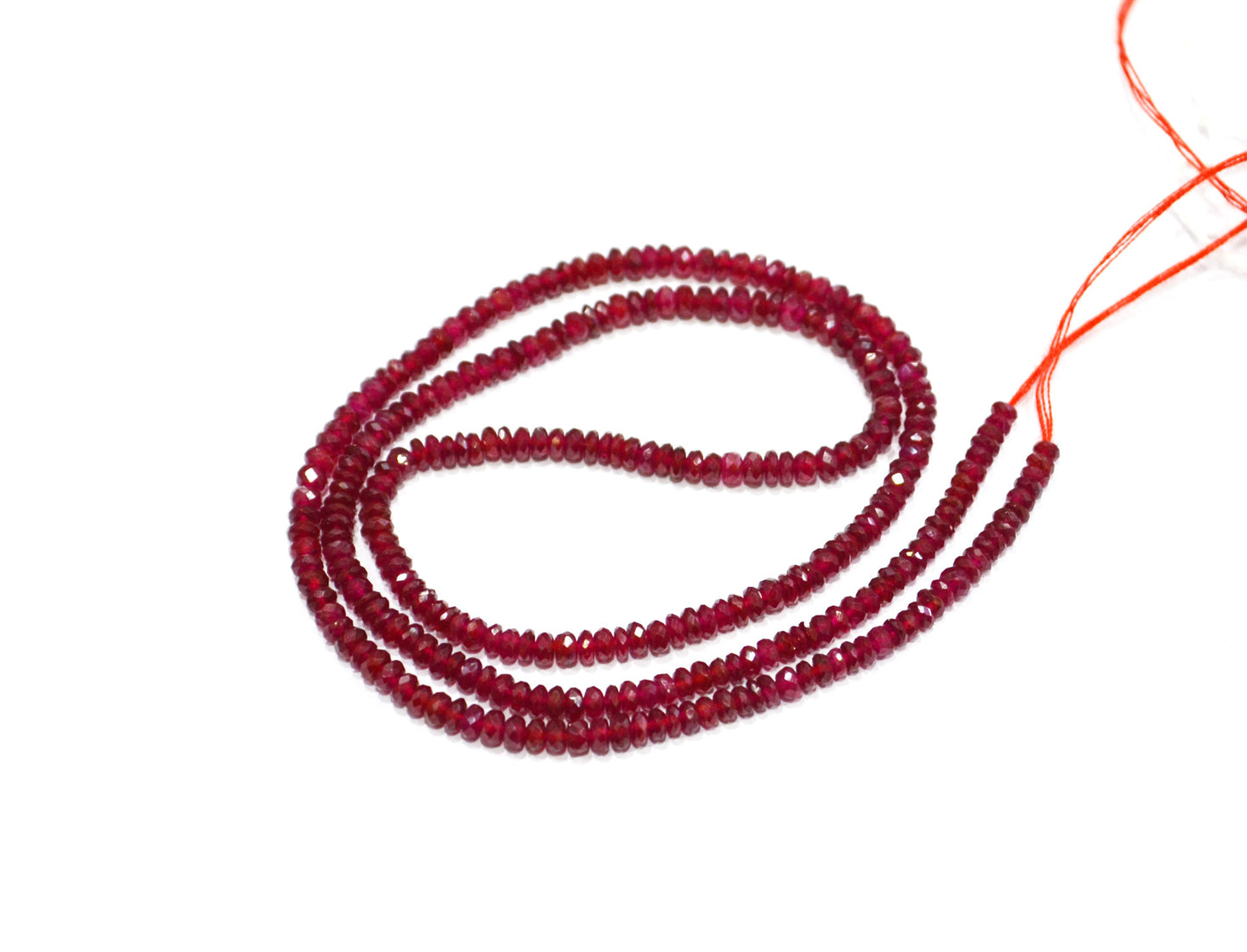 Natural Longido Ruby Faceted Rondelle Shape Beads , 18 Inches , 3 - 3.25 mm , 32070