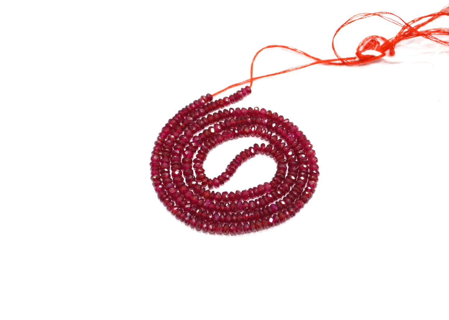 Natural Longido Ruby Faceted Rondelle Shape Beads , 18 Inches , 3 - 3.25 mm , 32070