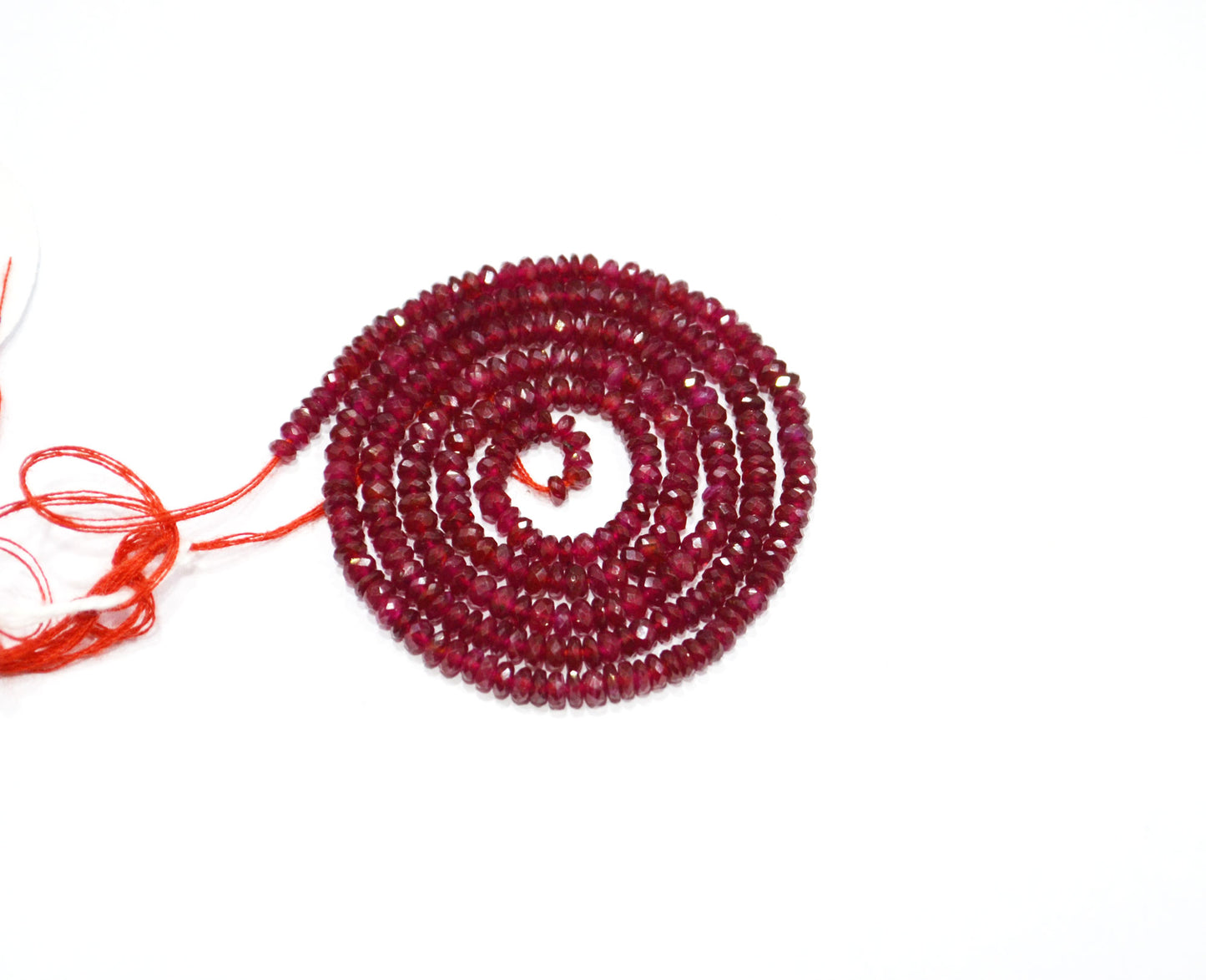 Natural Longido Ruby Faceted Rondelle Shape Beads , 18 Inches , 3 - 3.25 mm , 32070