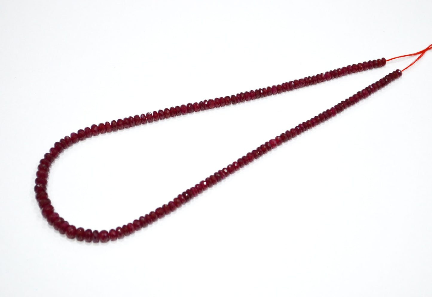 Natural Longido Ruby Faceted Rondelle Shape Beads , 16.50 Inches , 4.50 - 6.50 mm , 32072