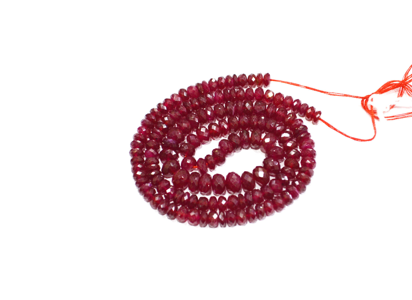 Natural Longido Ruby Faceted Rondelle Shape Beads , 16.50 Inches , 4.50 - 6.50 mm , 32072
