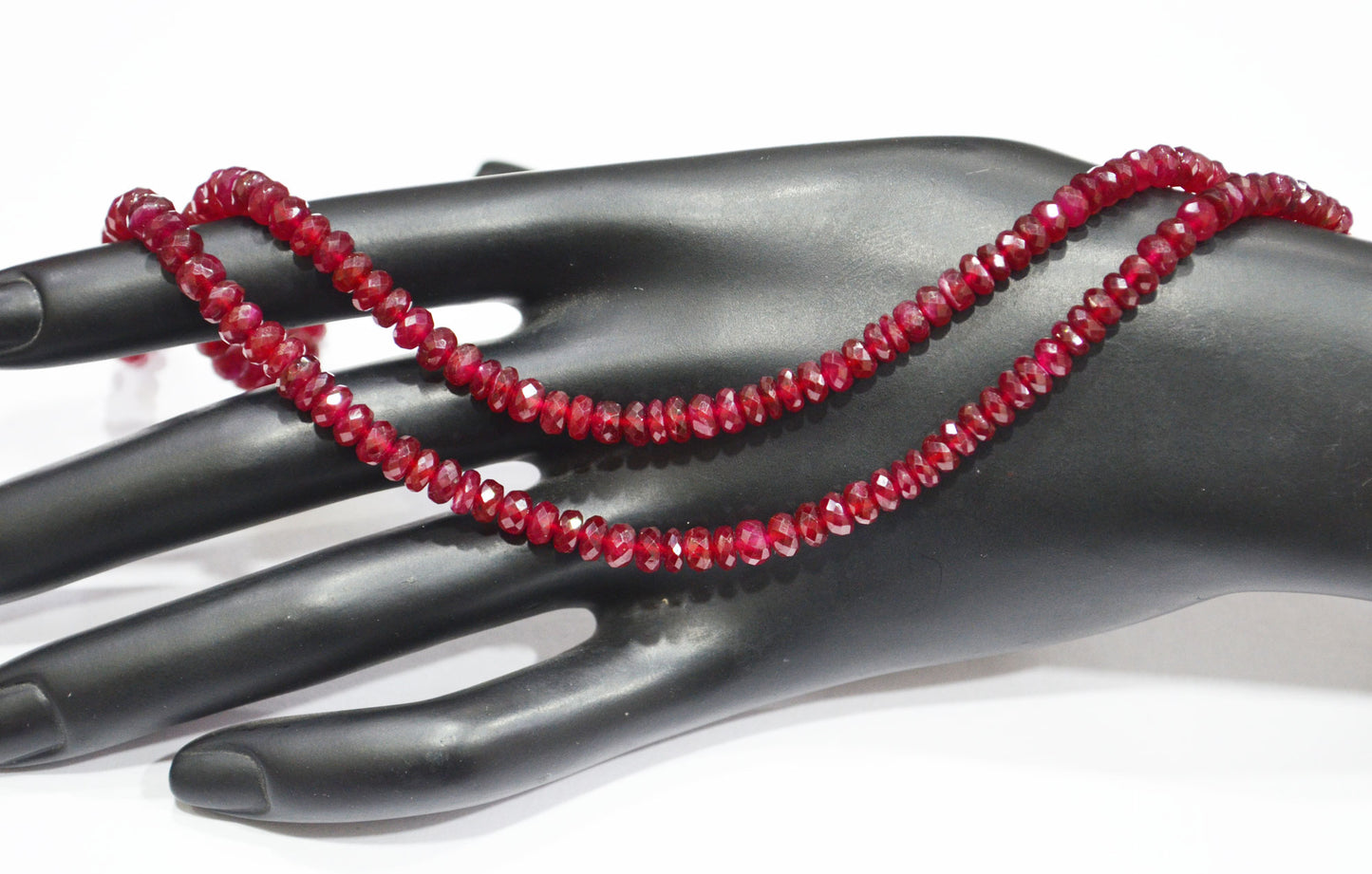 Natural Longido Ruby Faceted Rondelle Shape Beads , 16.50 Inches , 4.50 - 6.50 mm , 32072