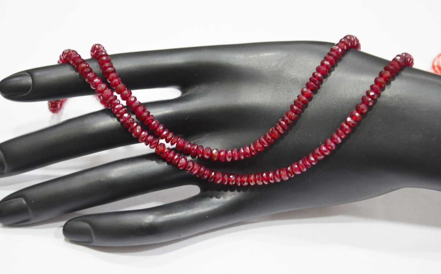 Natural Longido Ruby Faceted Rondelle Shape Beads , 18 Inches , 4.25 - 4.50 mm , 32073