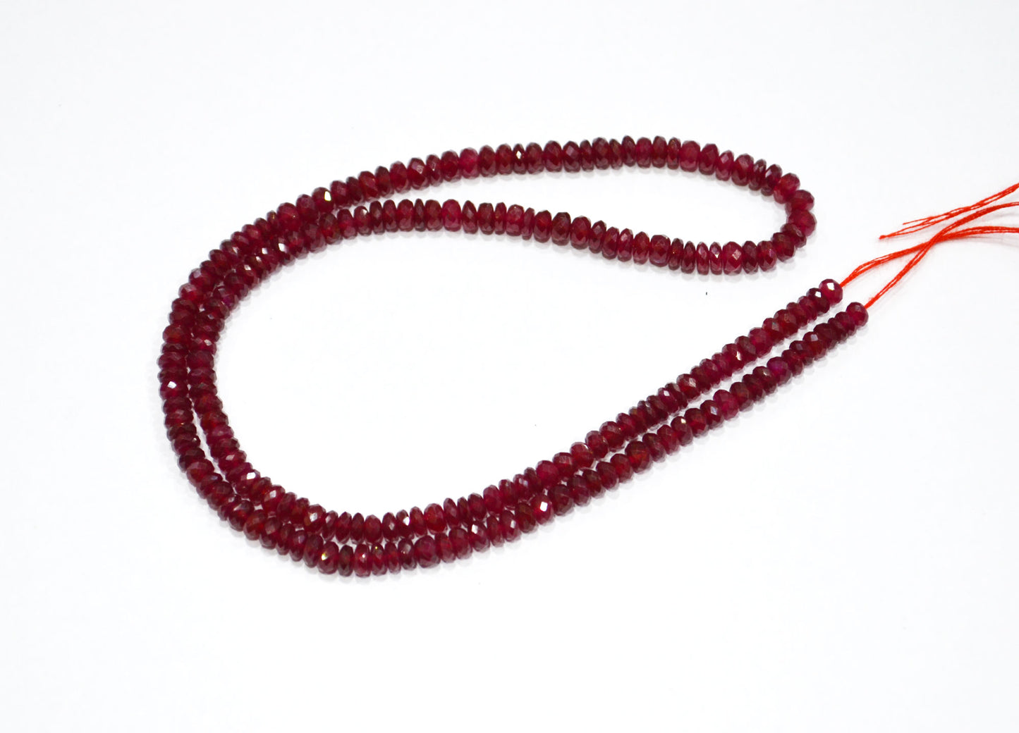 Natural Longido Ruby Faceted Rondelle Shape Beads , 18 Inches , 4.25 - 4.50 mm , 32073