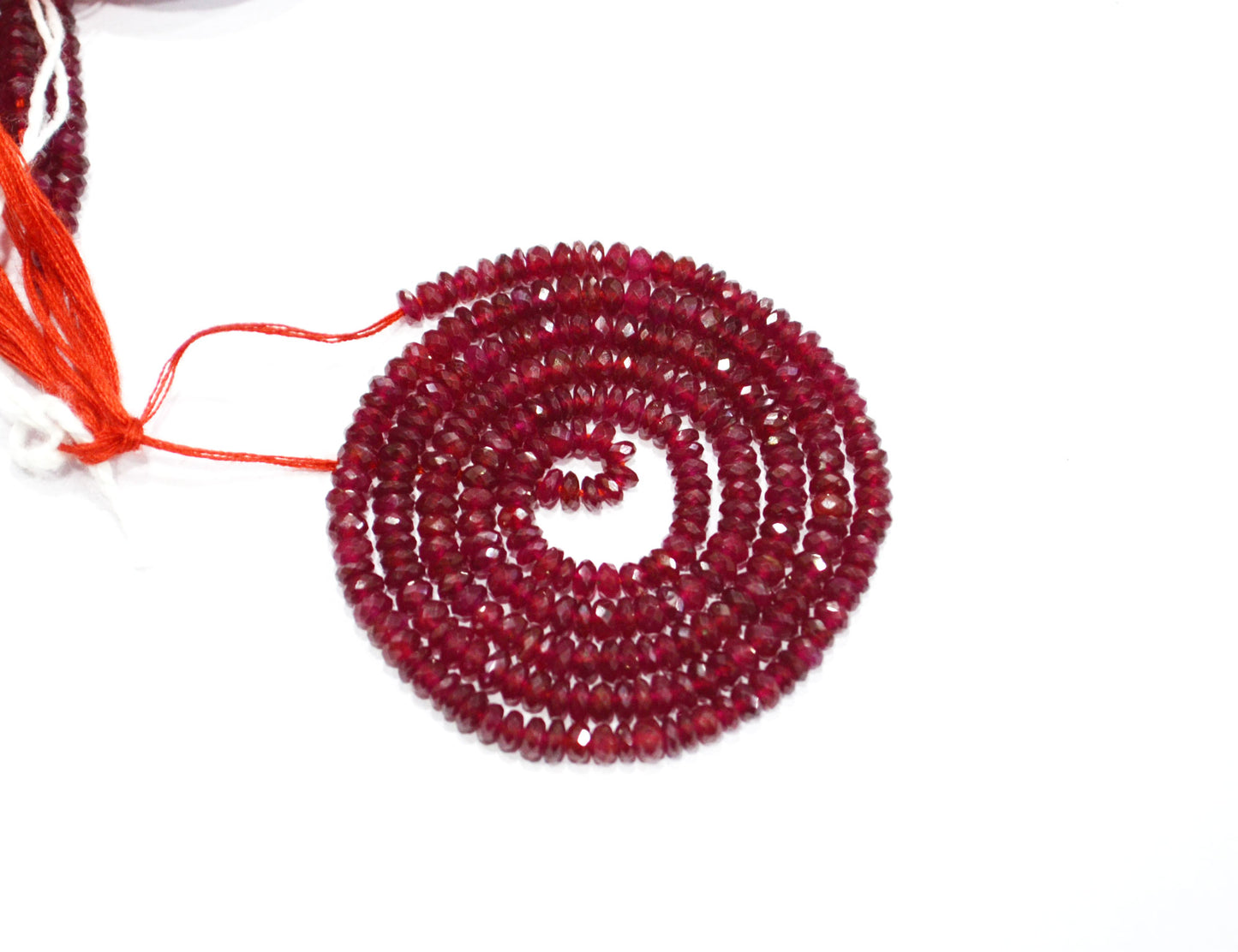 Natural Longido Ruby Faceted Rondelle Shape Beads , Sold By Strand , 18 Inches , 3.50 mm , 32075