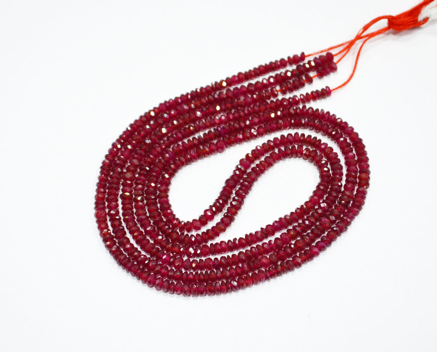 Natural Longido Ruby Faceted Rondelle Shape Beads , Sold By Strand , 18 Inches , 3.50 mm , 32075