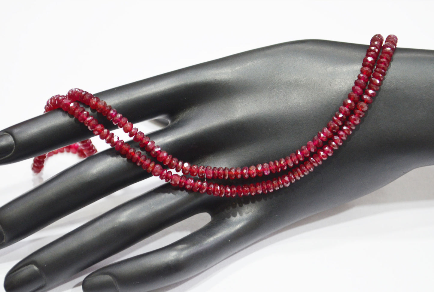 Natural Longido Ruby Faceted Rondelle Shape Beads , 18 Inches , 4 - 4.50 mm , 32076