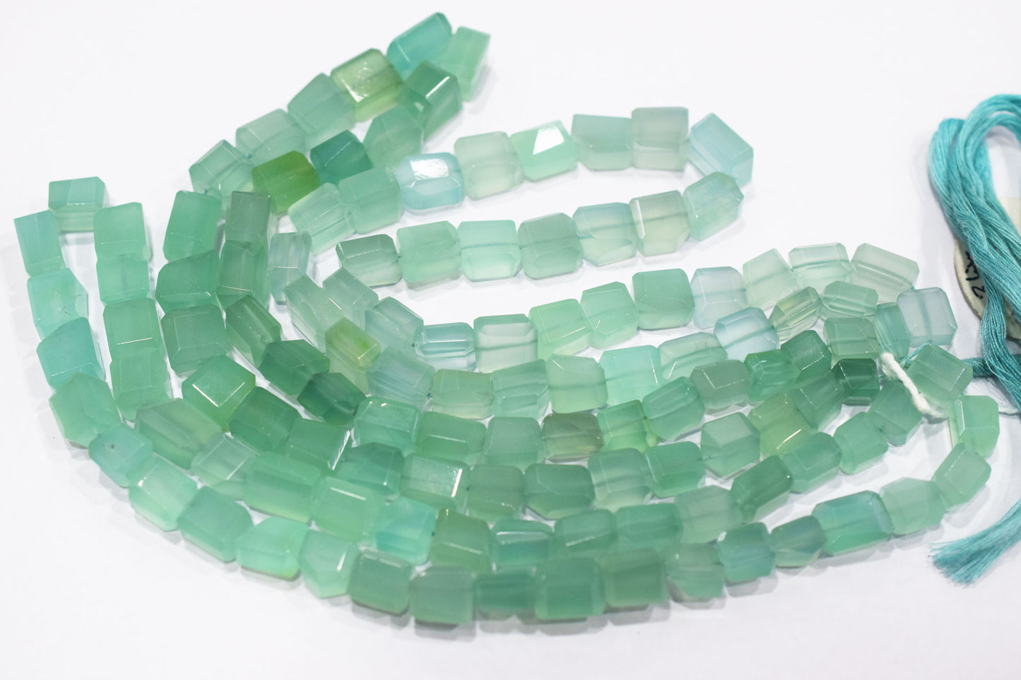 Dark Aqua Chalcedony Step Cut Faceted Laser Nuggets Shape Beads , 8x8 - 11x13 mm , 16", 32092