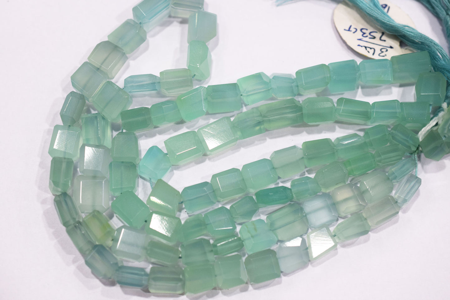 Dark Aqua Chalcedony Step Cut Faceted Laser Nuggets Shape Beads , 8x8 - 11x13 mm , 16", 32092