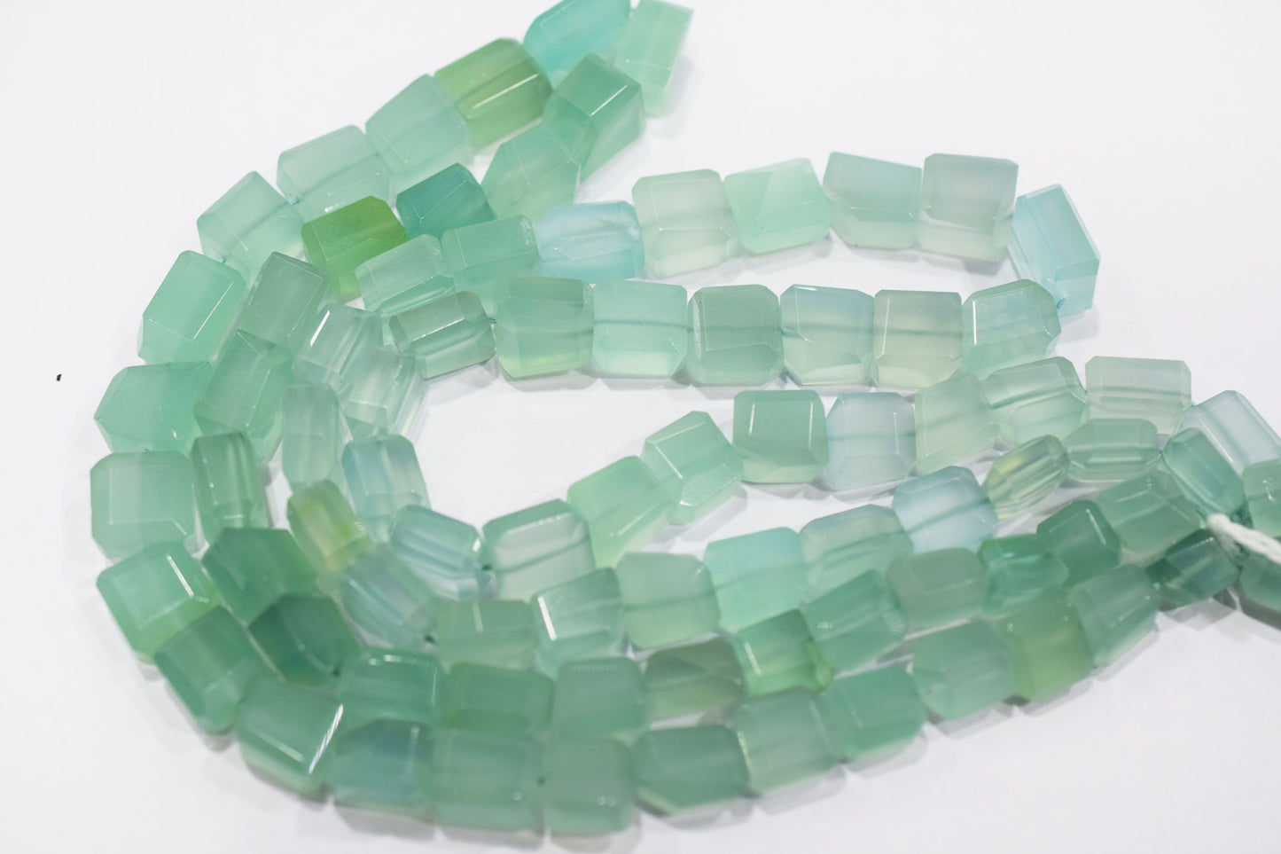 Dark Aqua Chalcedony Step Cut Faceted Laser Nuggets Shape Beads , 8x8 - 11x13 mm , 16", 32092