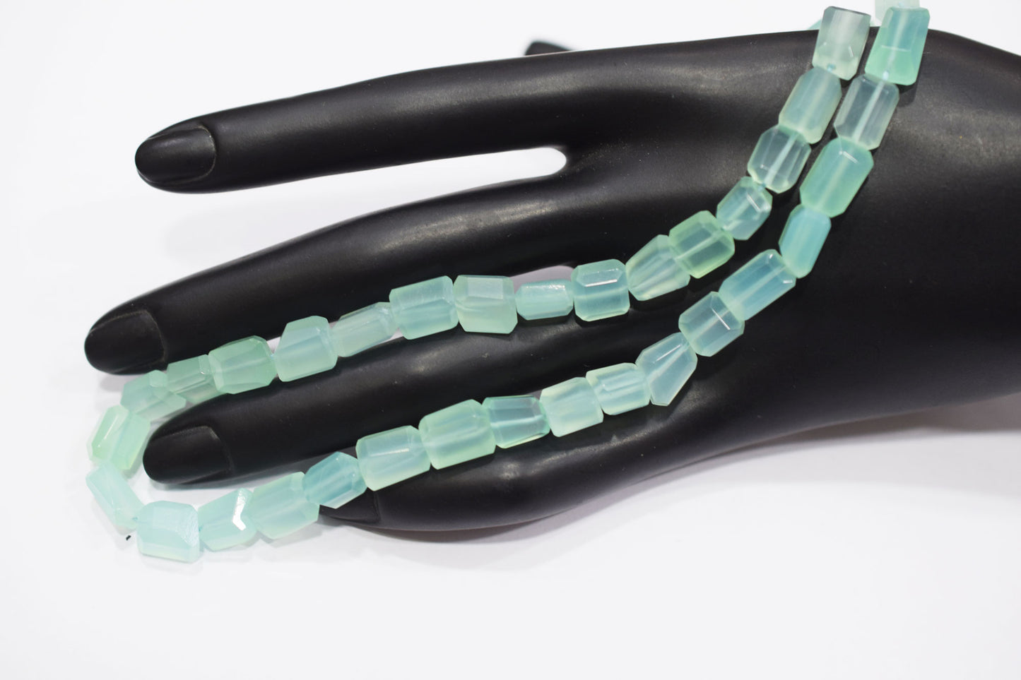 Aqua Chalcedony Laser Cut Beads , Sold By Strand , 7x7 - 7.50x9.50 mm , 16" , 32093