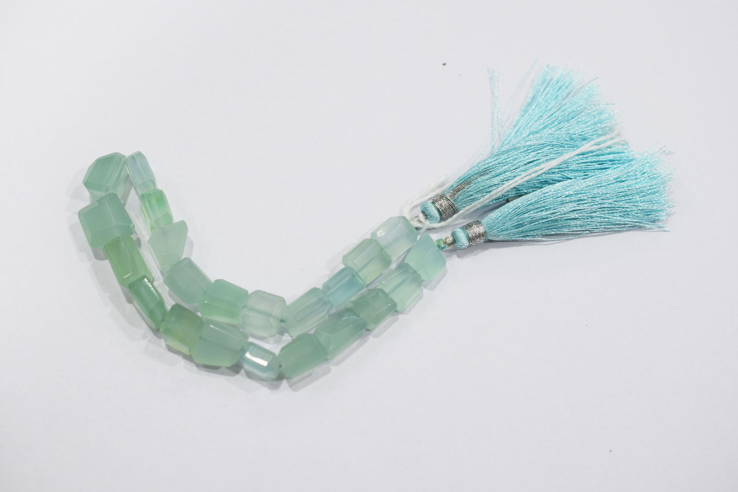 Aqua Chalcedony Step Cut Faceted Laser Nuggets Shape Beads , 8x8 - 10x10 mm , 8", 32095