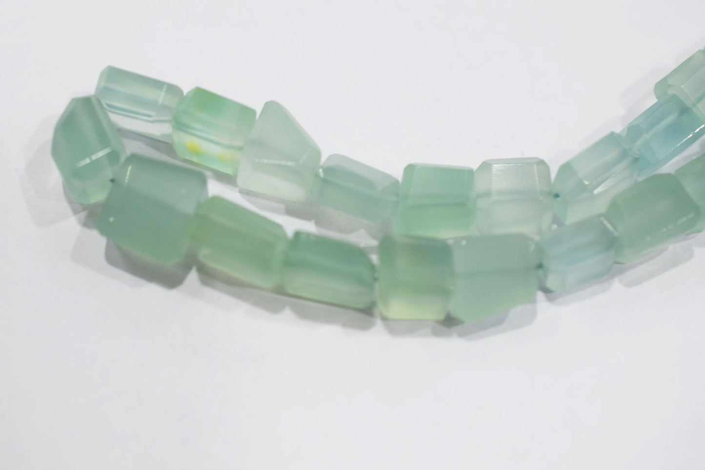 Aqua Chalcedony Step Cut Faceted Laser Nuggets Shape Beads , 8x8 - 10x10 mm , 8", 32095