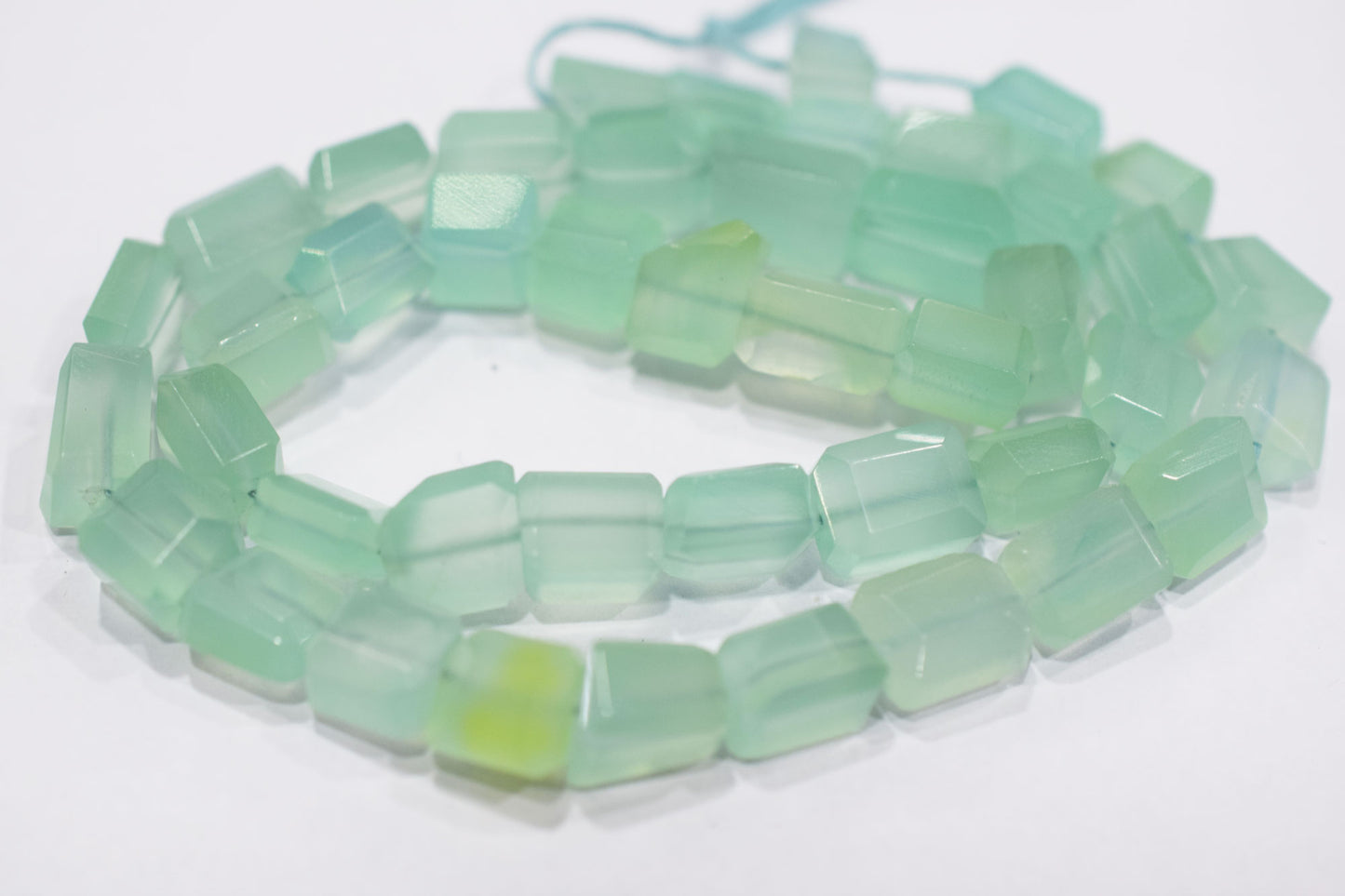 Aqua Chalcedony Step Cut Faceted Laser Nuggets Shape Beads , 8x8 - 9x12 mm , 16", 32097