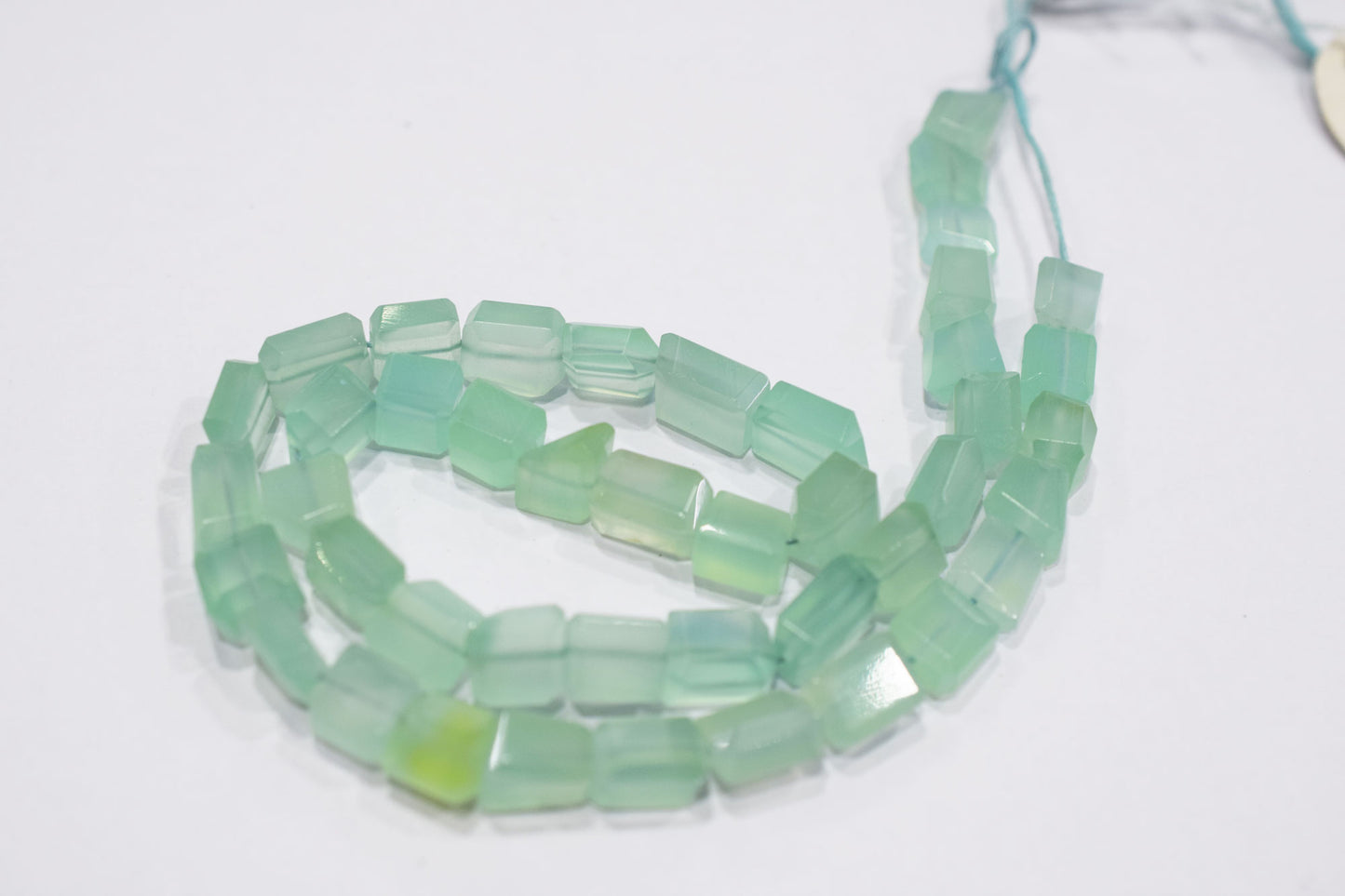 Aqua Chalcedony Step Cut Faceted Laser Nuggets Shape Beads , 8x8 - 9x12 mm , 16", 32097