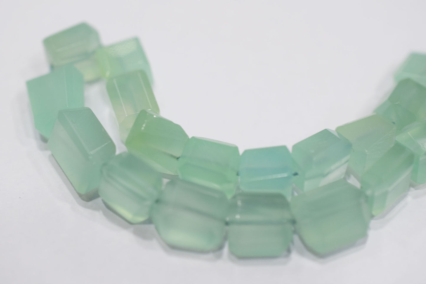 Aqua Chalcedony Step Cut Faceted Laser Nuggets Shape Beads , 8x8 - 9x12 mm , 16", 32097