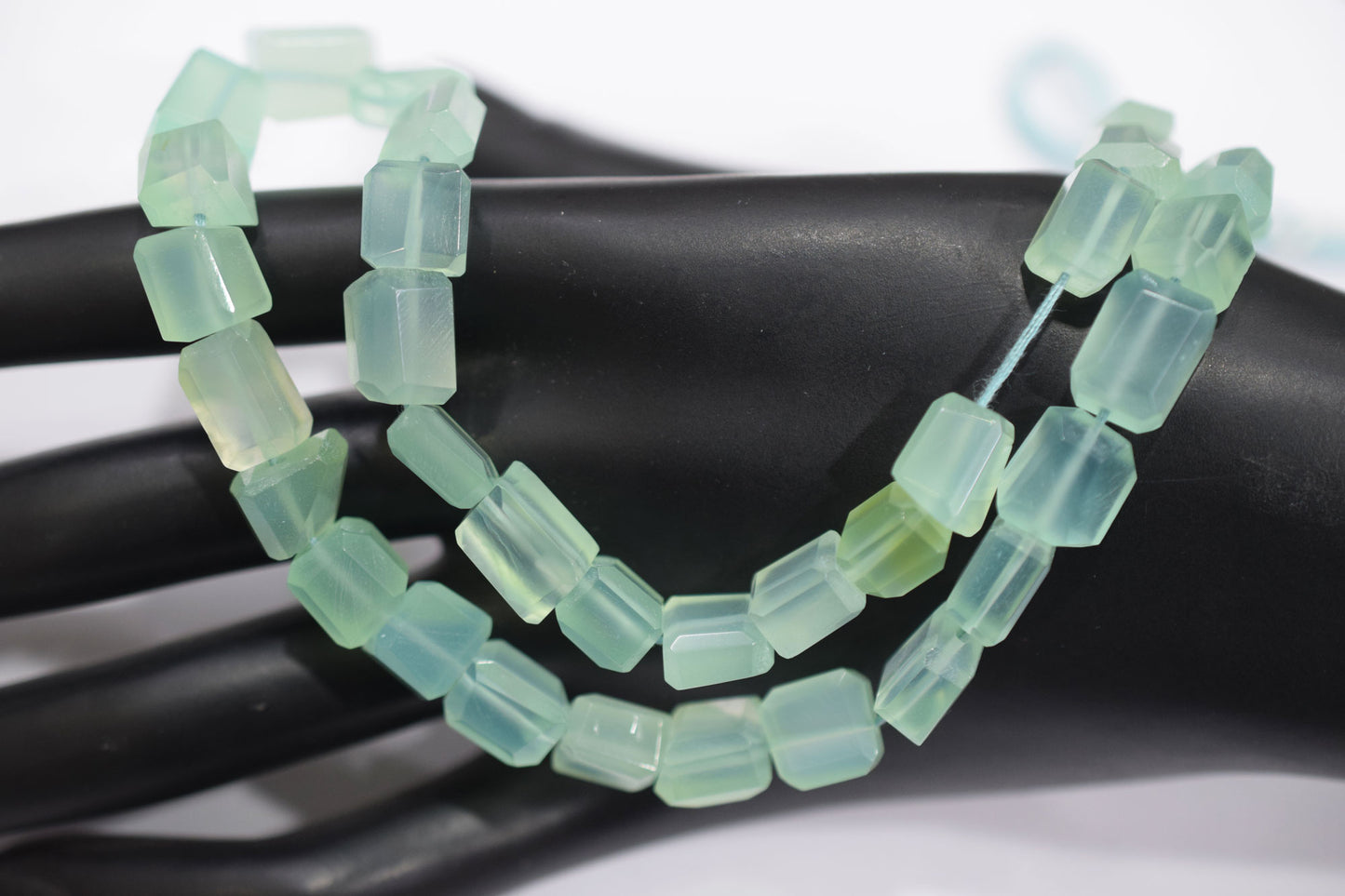 Aqua Chalcedony Step Cut Faceted Laser Nuggets Shape Beads , 8x8 - 9x12 mm , 16", 32097