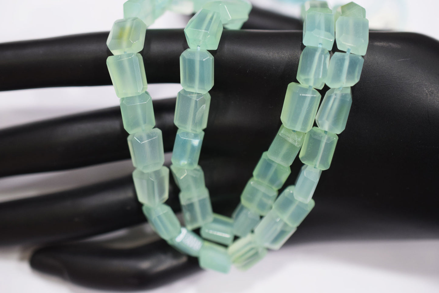 Aqua Chalcedony Step Cut Faceted Laser Nuggets Shape Beads , 6x8 - 7.50x9 mm , 16", 32100