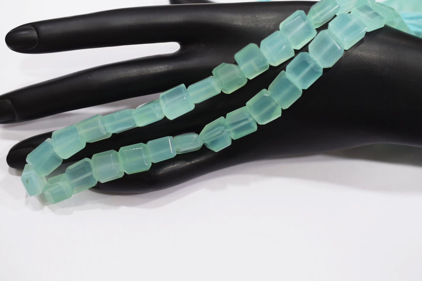 Aqua Chalcedony Laser Cut Beads , Sold By Strand , 9x9 - 10x11 mm , 16" , 32104
