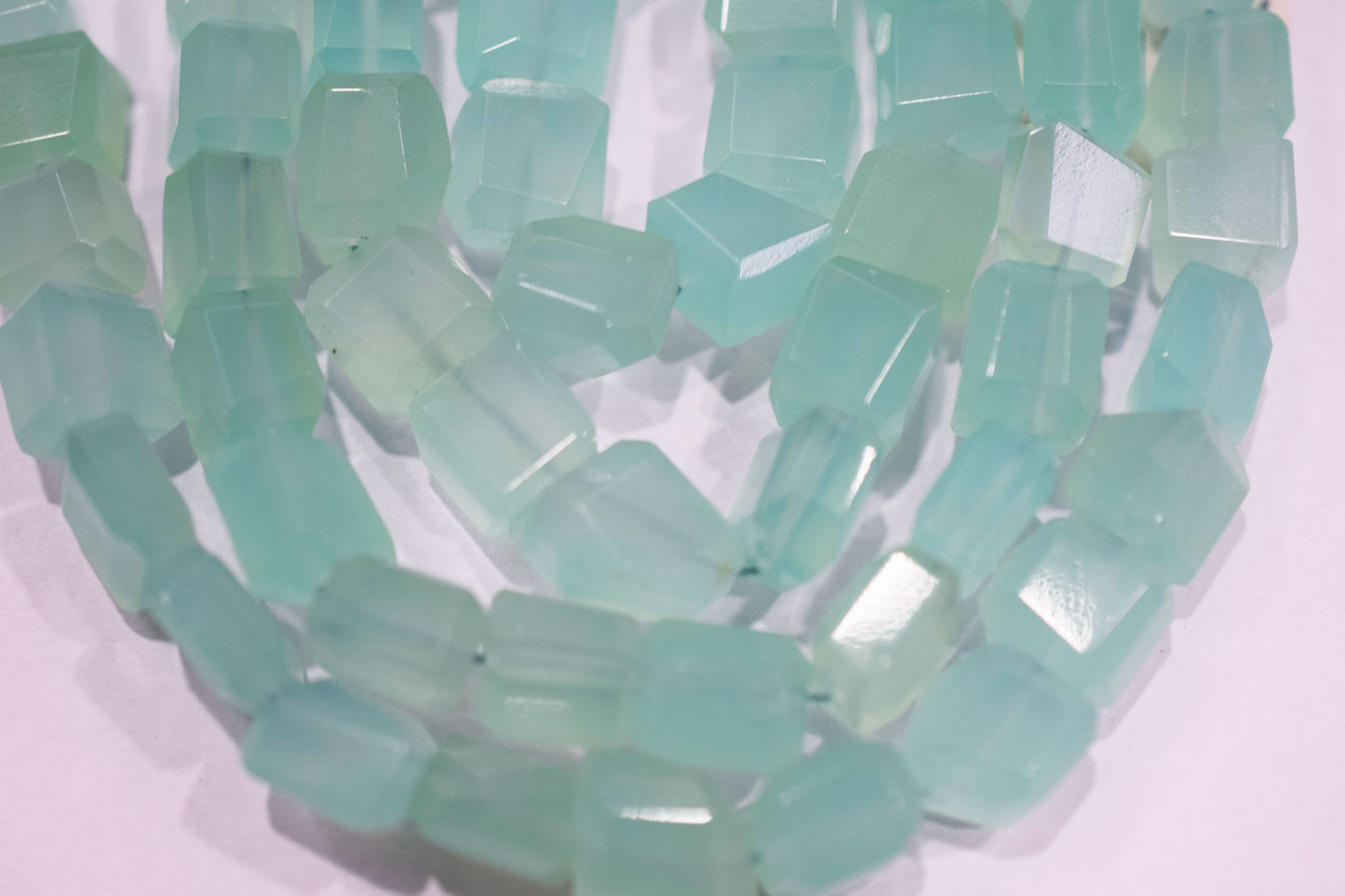 Aqua Chalcedony Laser Cut Beads , Sold By Strand , 9x9 - 10x11 mm , 16" , 32104