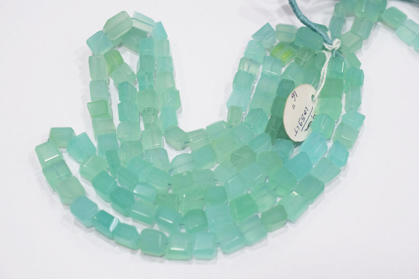 Aqua Chalcedony Laser Cut Beads , Sold By Strand , 9x9 - 10x11 mm , 16" , 32104