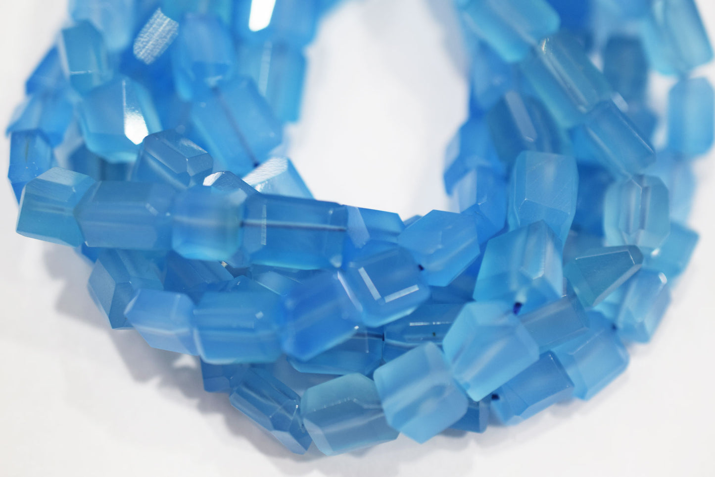 Blue Chalcedony Laser Beads, Sold By Strand , 7x9 - 8x11 mm , 16" , 32141