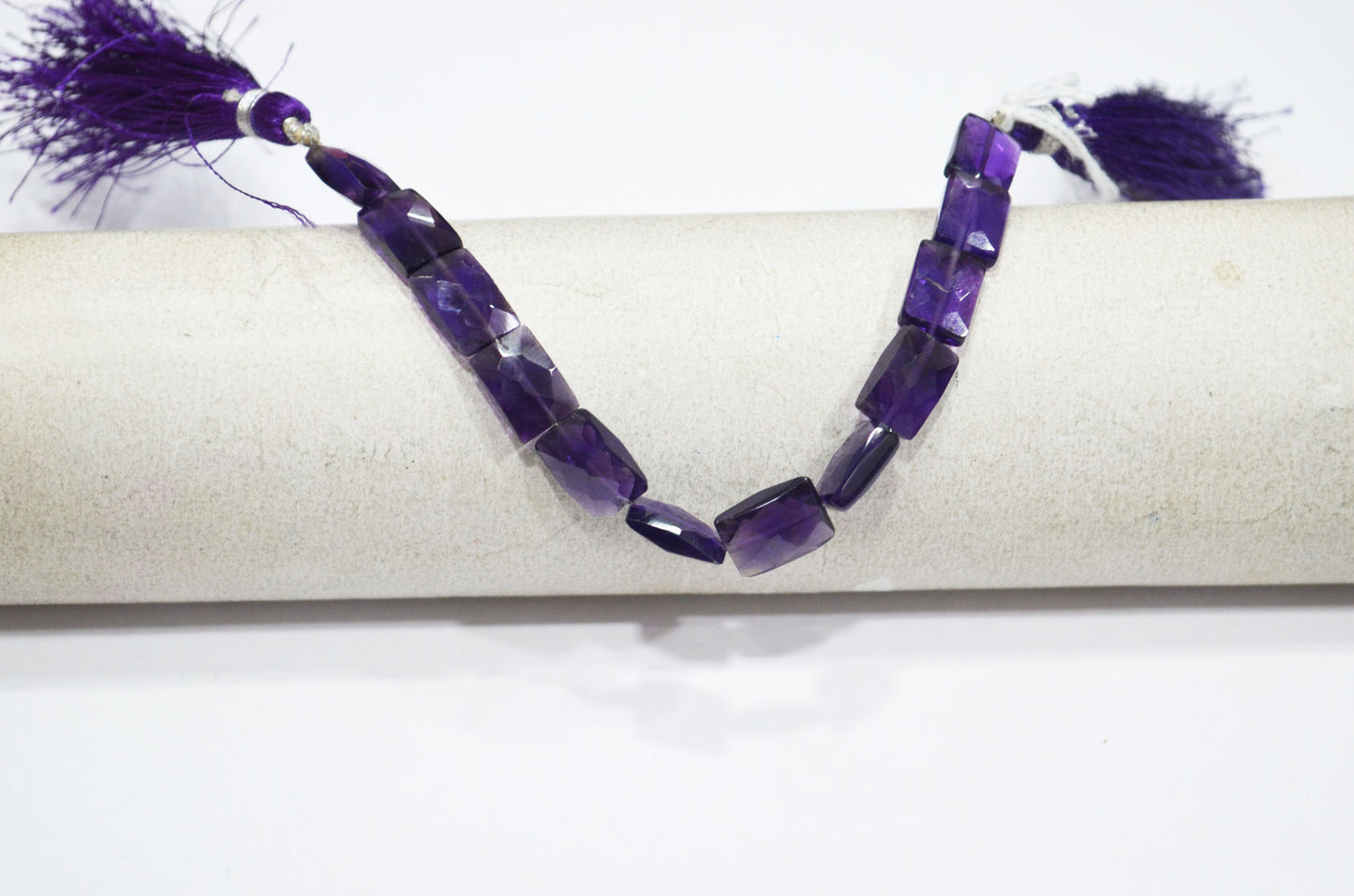 Natural Amethyst Faceted Chicklet Shape Beads , 5 Inches , 7.50x10 mm , 32161