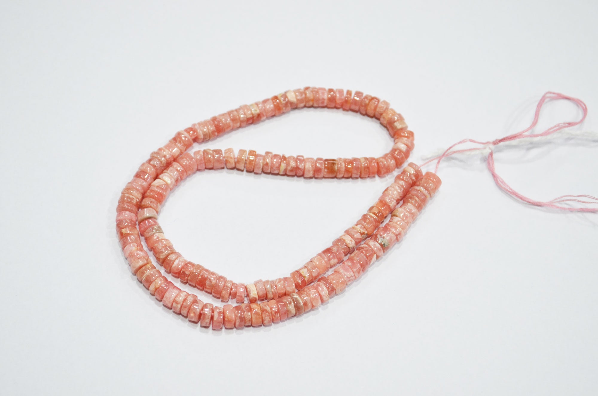 Natural Rhodocrosite Heishi Tyre Shape Beads , 16 Inches , 5.50 - 6.25 mm , 32189
