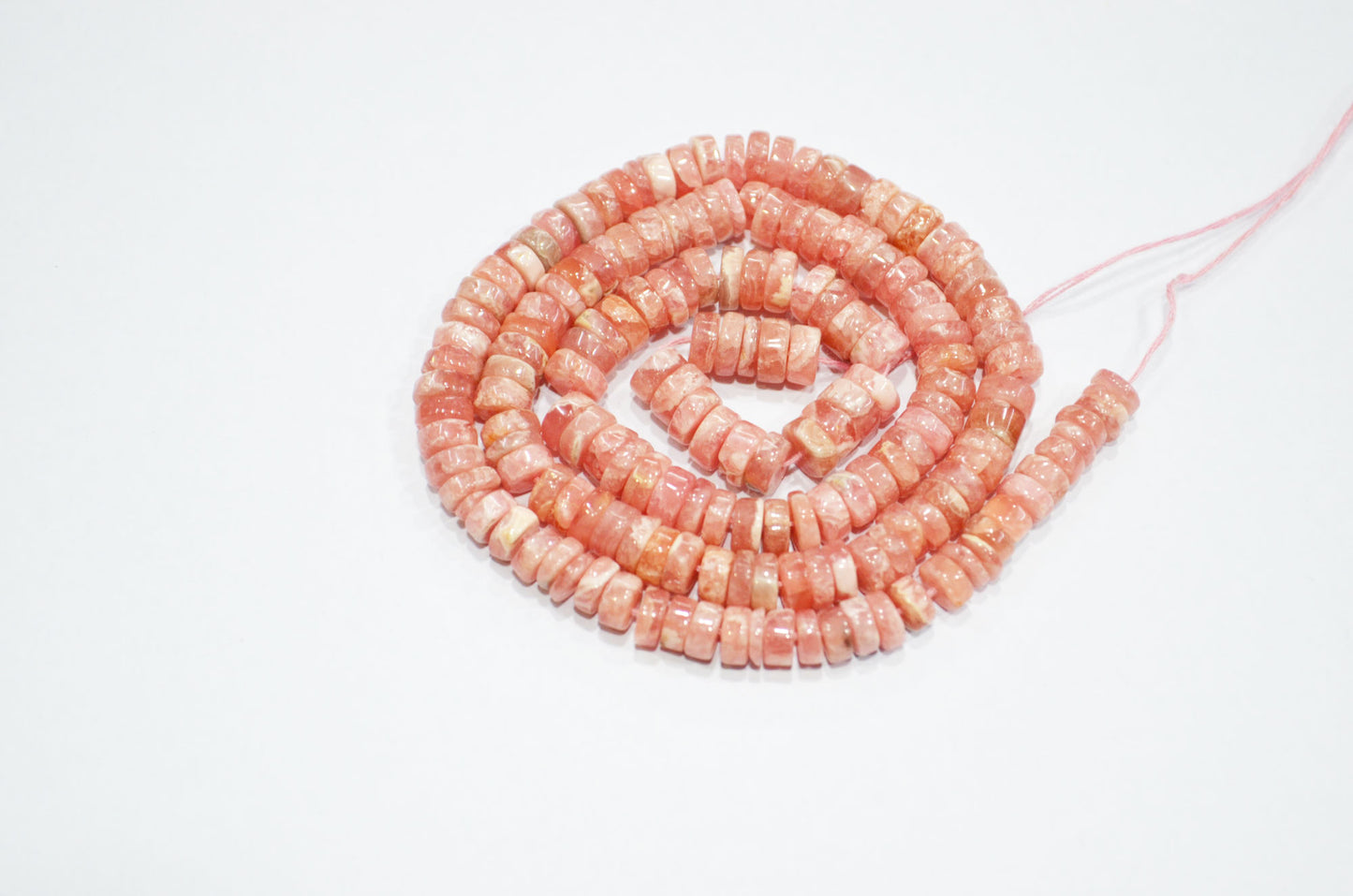 Natural Rhodocrosite Heishi Tyre Shape Beads , 16 Inches , 5.50 - 6.25 mm , 32189