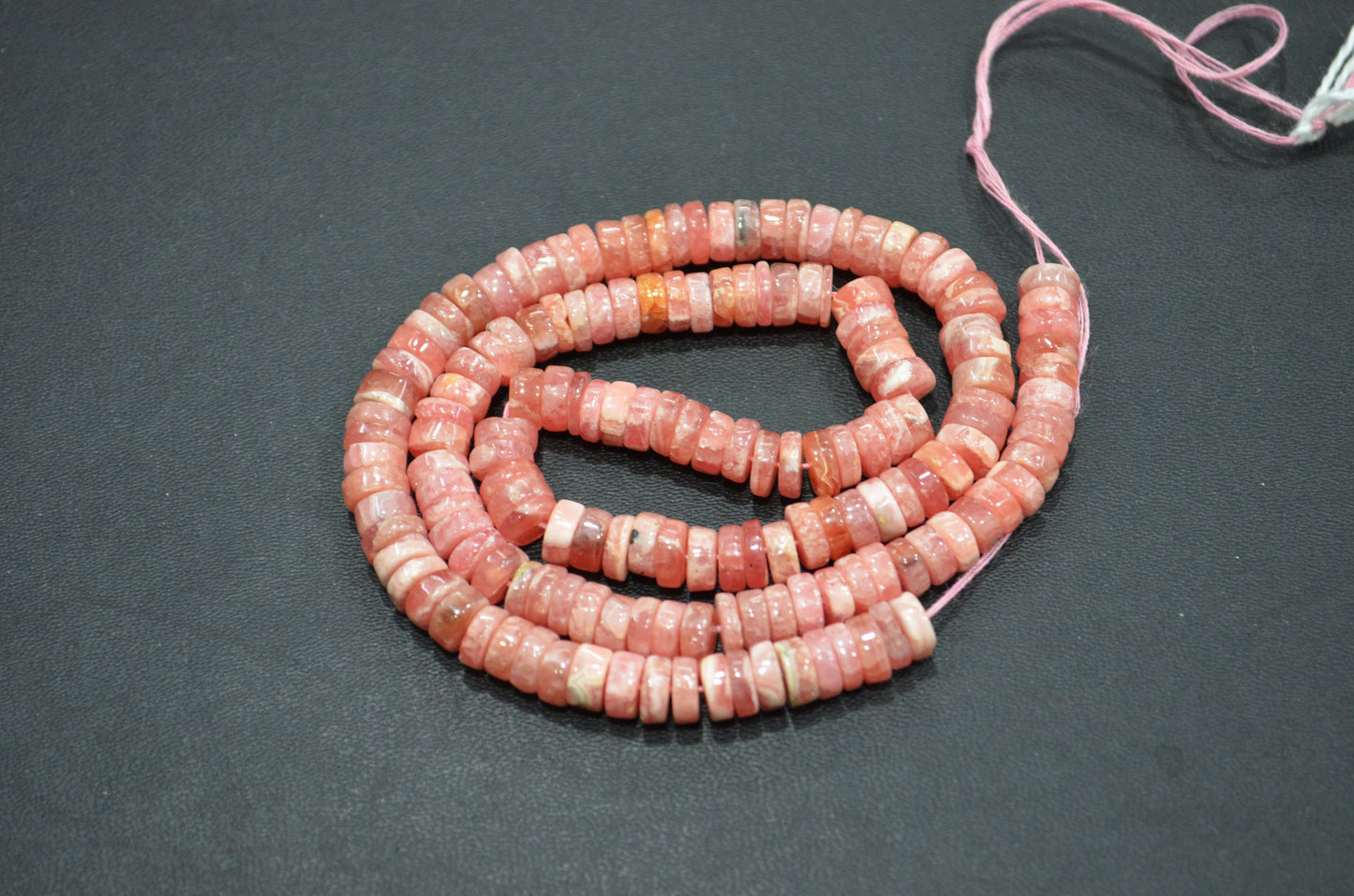 Natural Rhodocrosite Heishi Tyre Shape Beads , 16 Inches , 6.25 - 6.75 mm , 32191