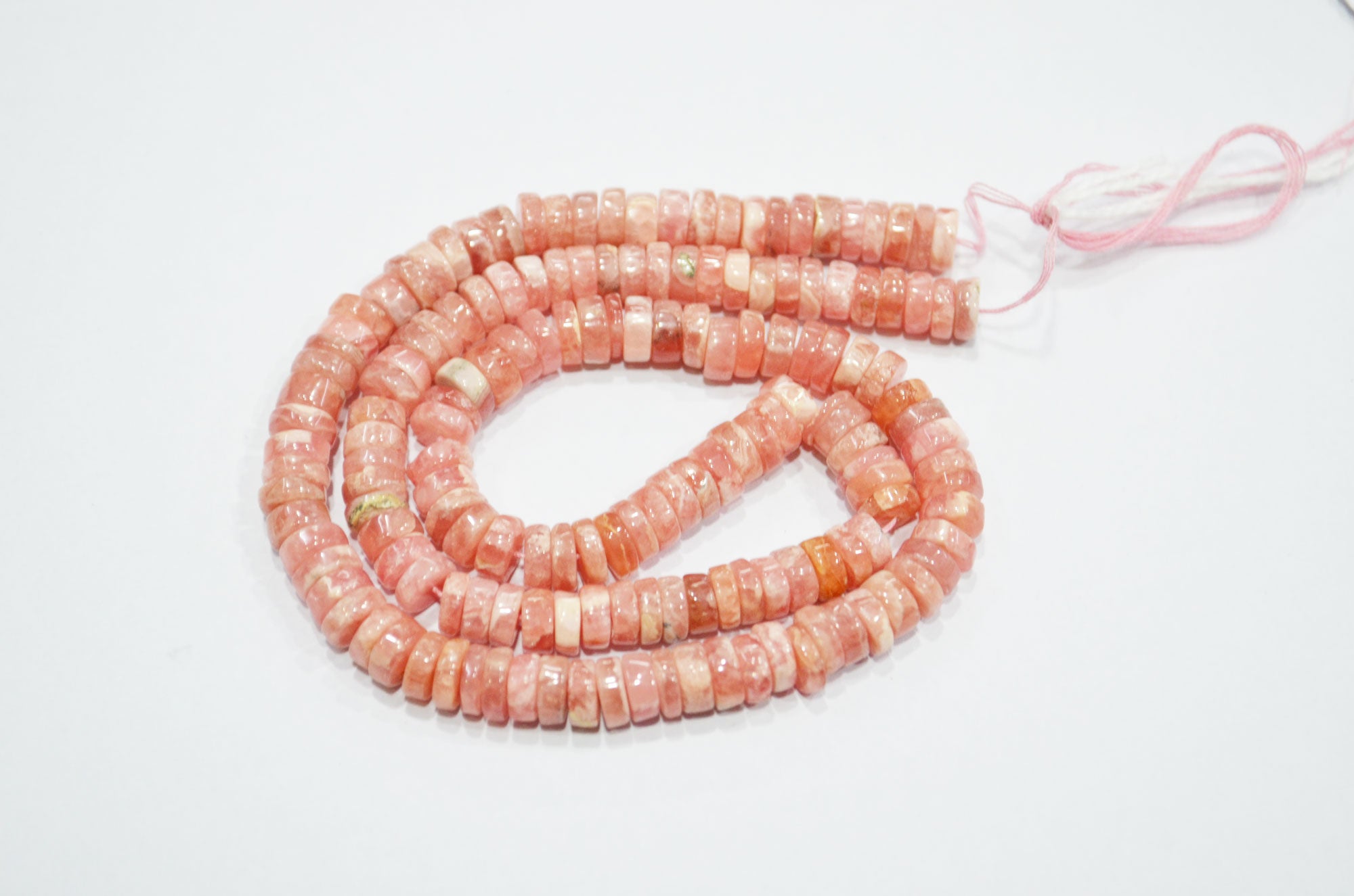 Natural Rhodocrosite Heishi Tyre Shape Beads , 16 Inches , 6.25 - 6.75 mm , 32191