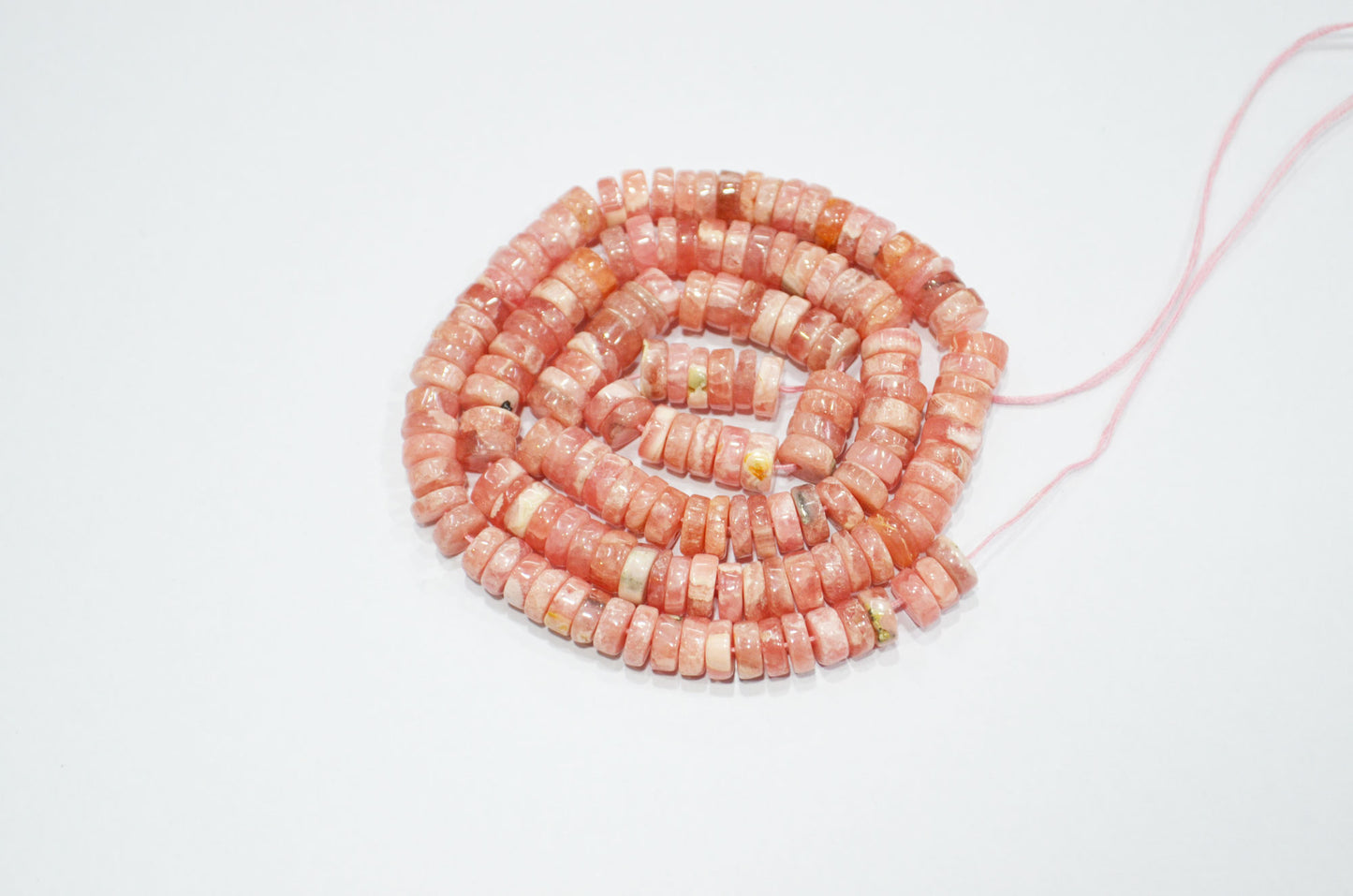 Natural Rhodocrosite Heishi Tyre Shape Beads , 16 Inches , 6.25 - 6.75 mm , 32191
