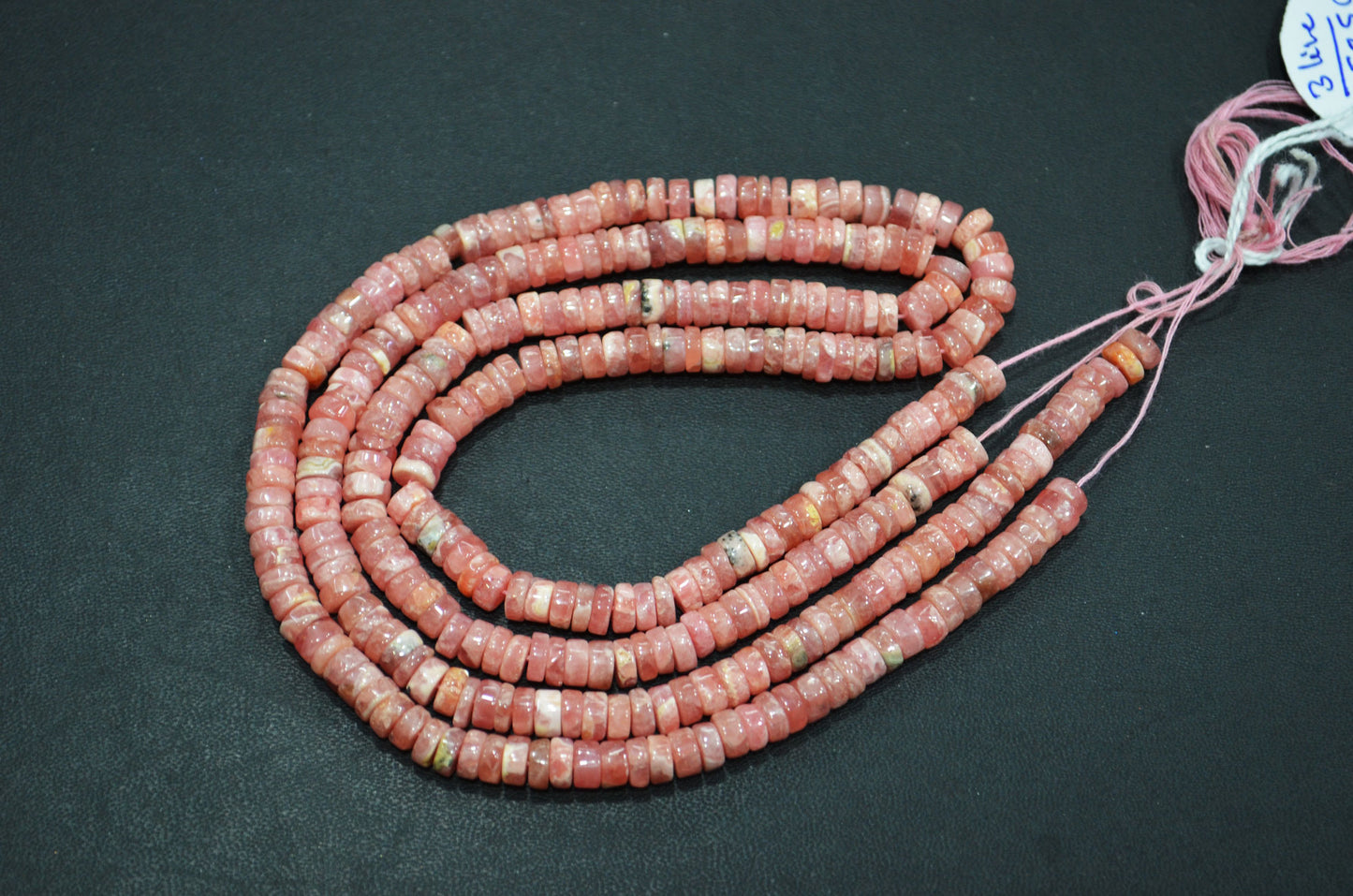 Natural Rhodocrosite Heishi Tyre Shape Beads , Sold By Strand , 16 Inches , 6 mm , 32193