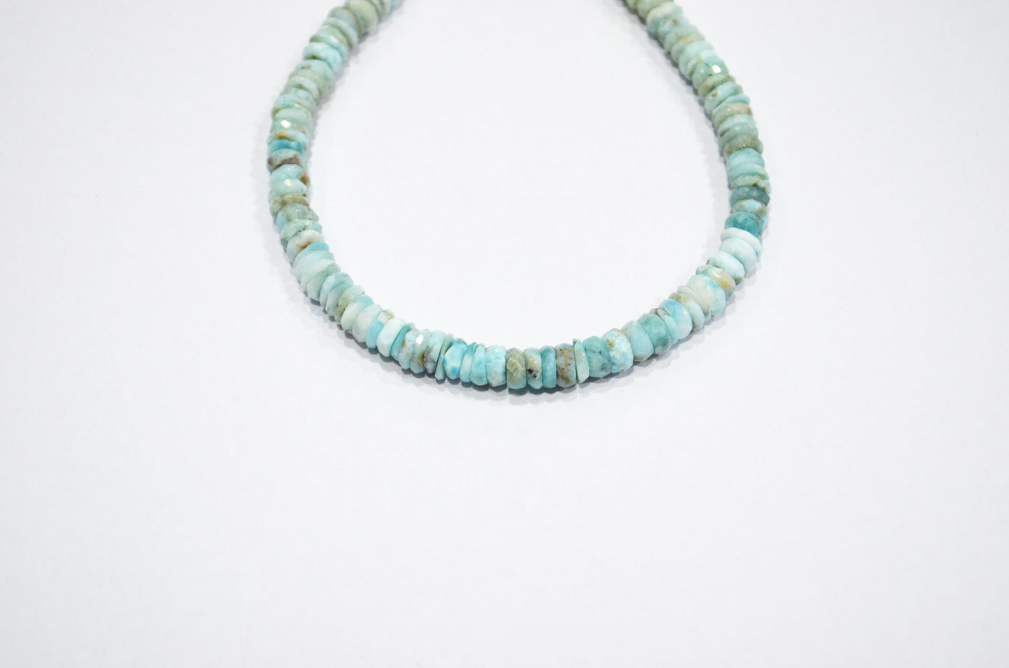 Natural Larimar Heishi Tyre Shape Beads , 8 Inches , 6 mm , 32201