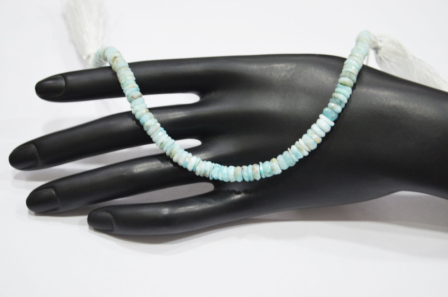 Natural Larimar Heishi Tyre Shape Beads , 8 Inches , 6 mm , 32201
