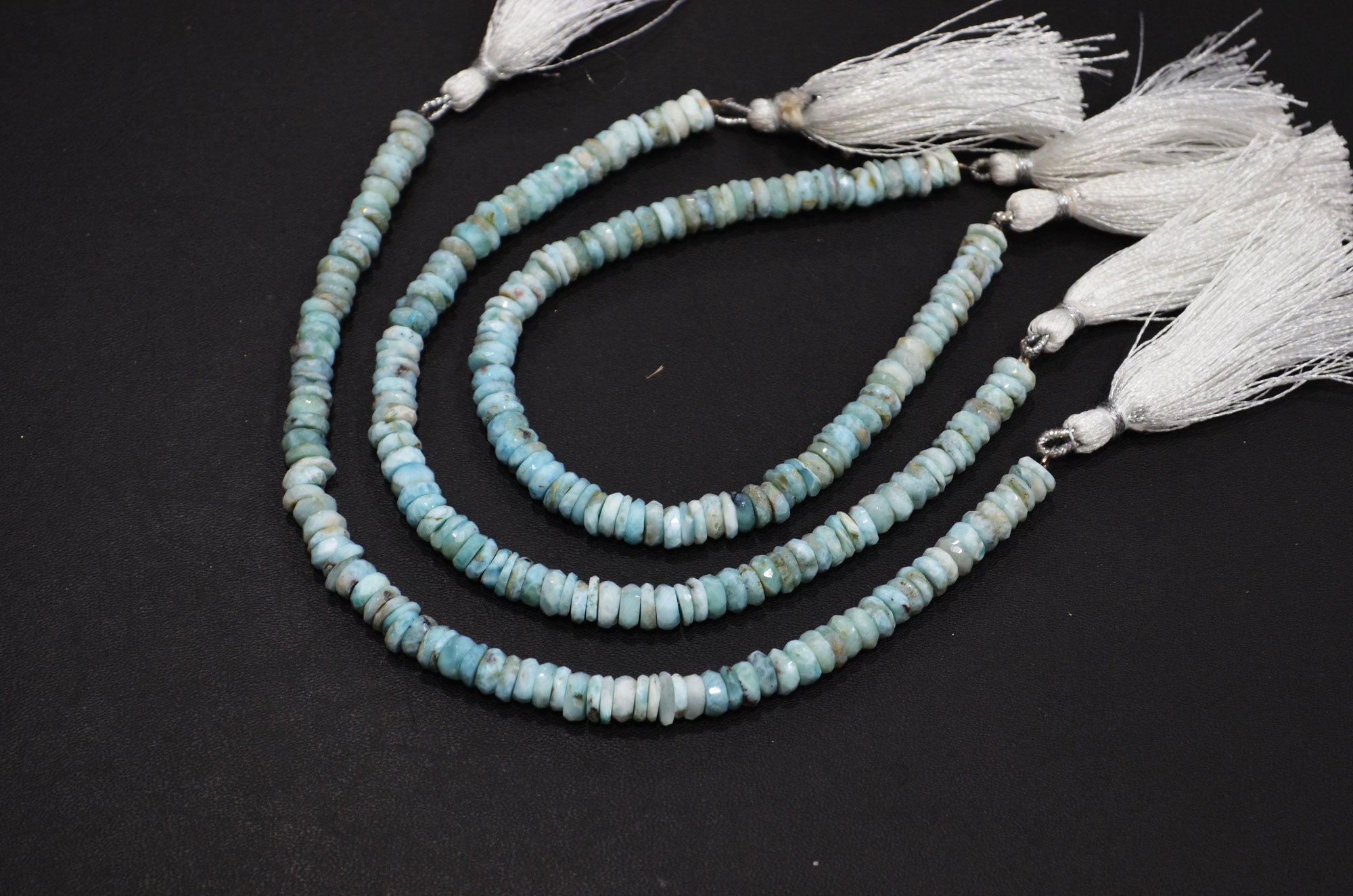 Natural Larimar Heishi Tyre Shape Beads , 8 Inches , 6.50 mm , 32203