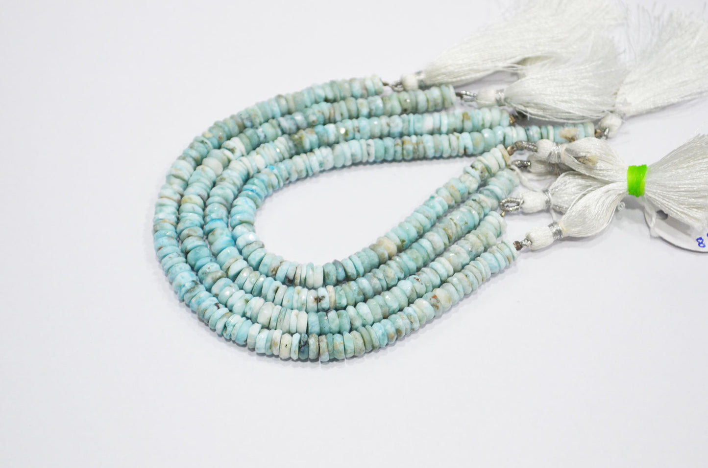 Natural Larimar Heishi Tyre Shape Beads , 8 Inches , 6.50 mm , 32203