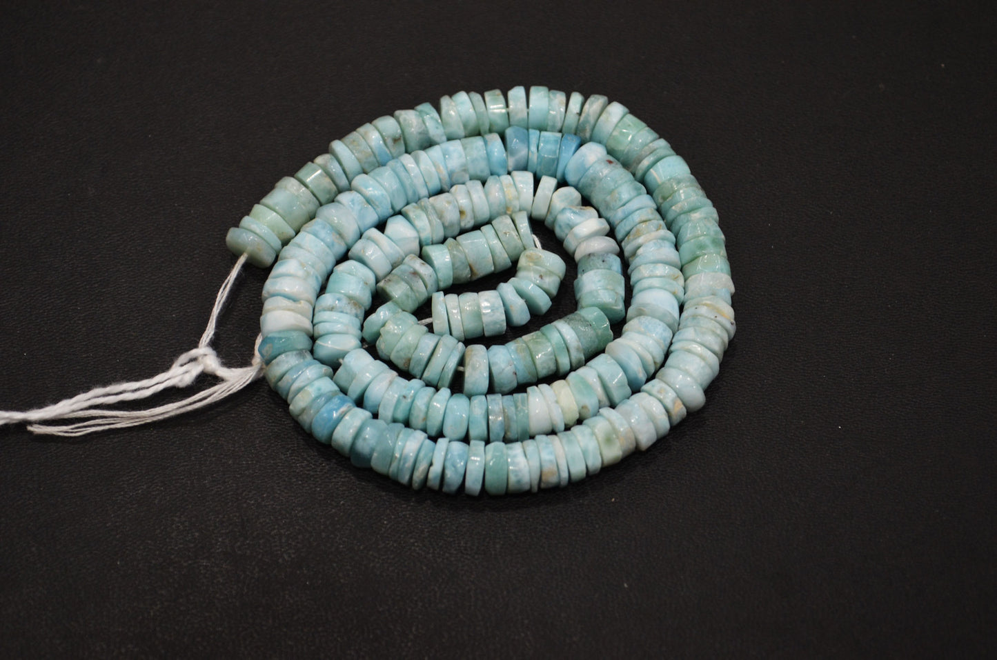 Natural Larimar Heishi Tyre Shape Beads , 16 Inches , 6.50 - 7 mm , 32205