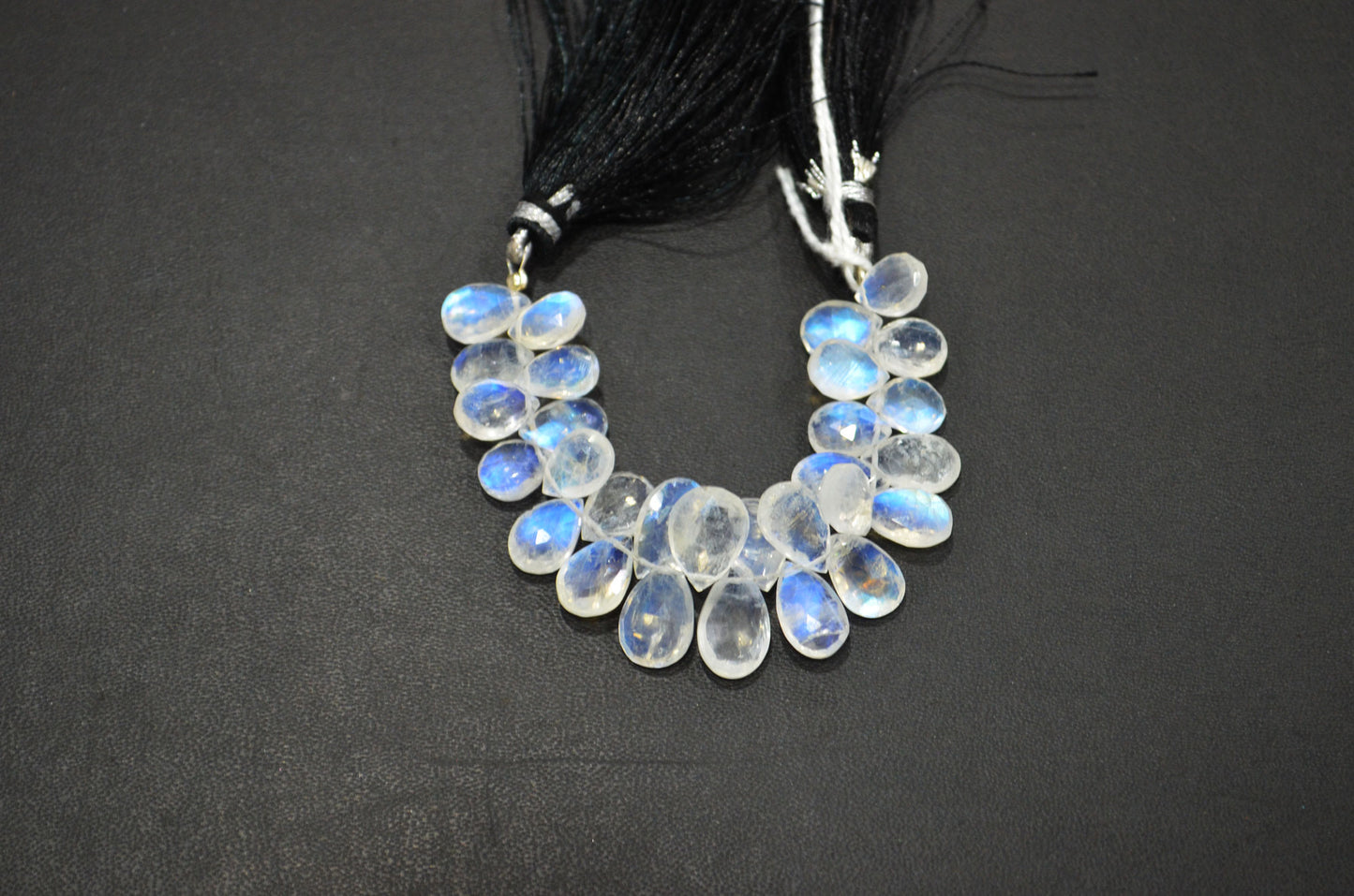 Natural Rainbow Moonstone Pear Shape Beads , 4 Inches , 7x10 - 9x12 mm , 32209