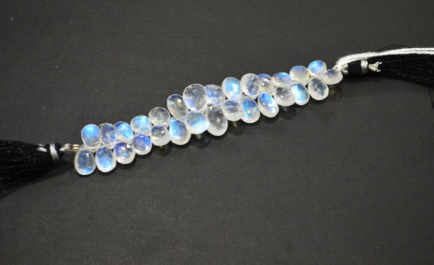 Natural Rainbow Moonstone Pear Shape Beads , 4 Inches , 7x10 - 9x12 mm , 32209