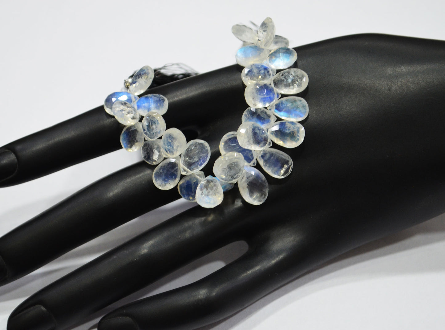 Natural Rainbow Moonstone Pear Shape Beads , 4 Inches , 7x10 - 9x12 mm , 32209
