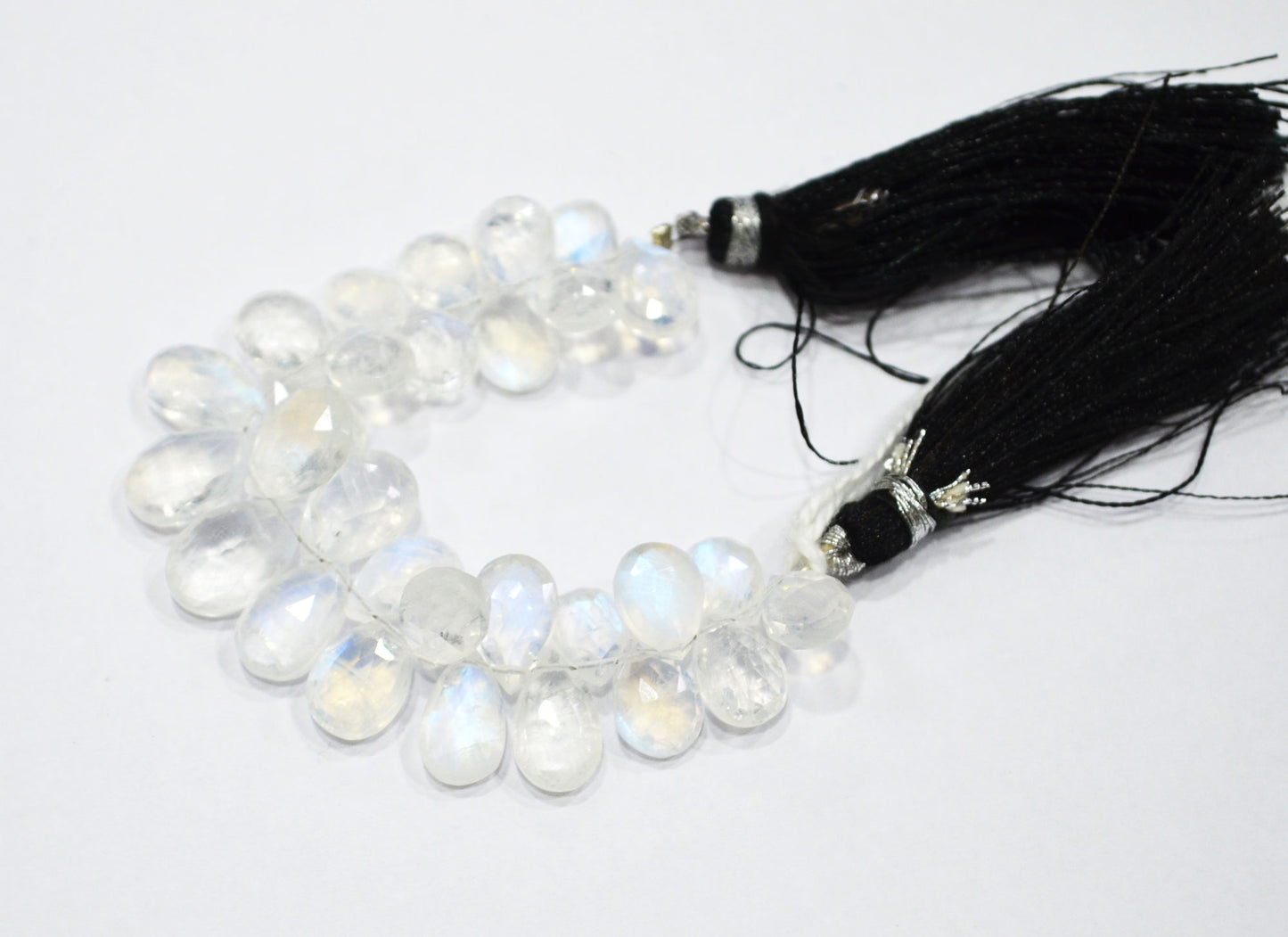 Natural Rainbow Moonstone Pear Shape Beads , 4 Inches , 7x10 - 9x12 mm , 32209