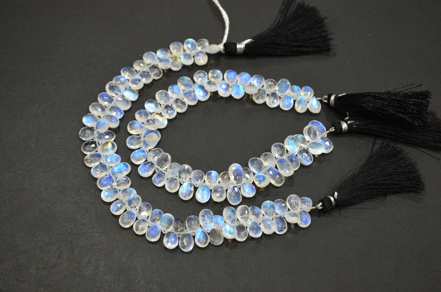 Natural Rainbow Moonstone Pear Shape Beads , Sold By Strand , 8 Inches , 6x8 - 6.50x10 mm , 32213